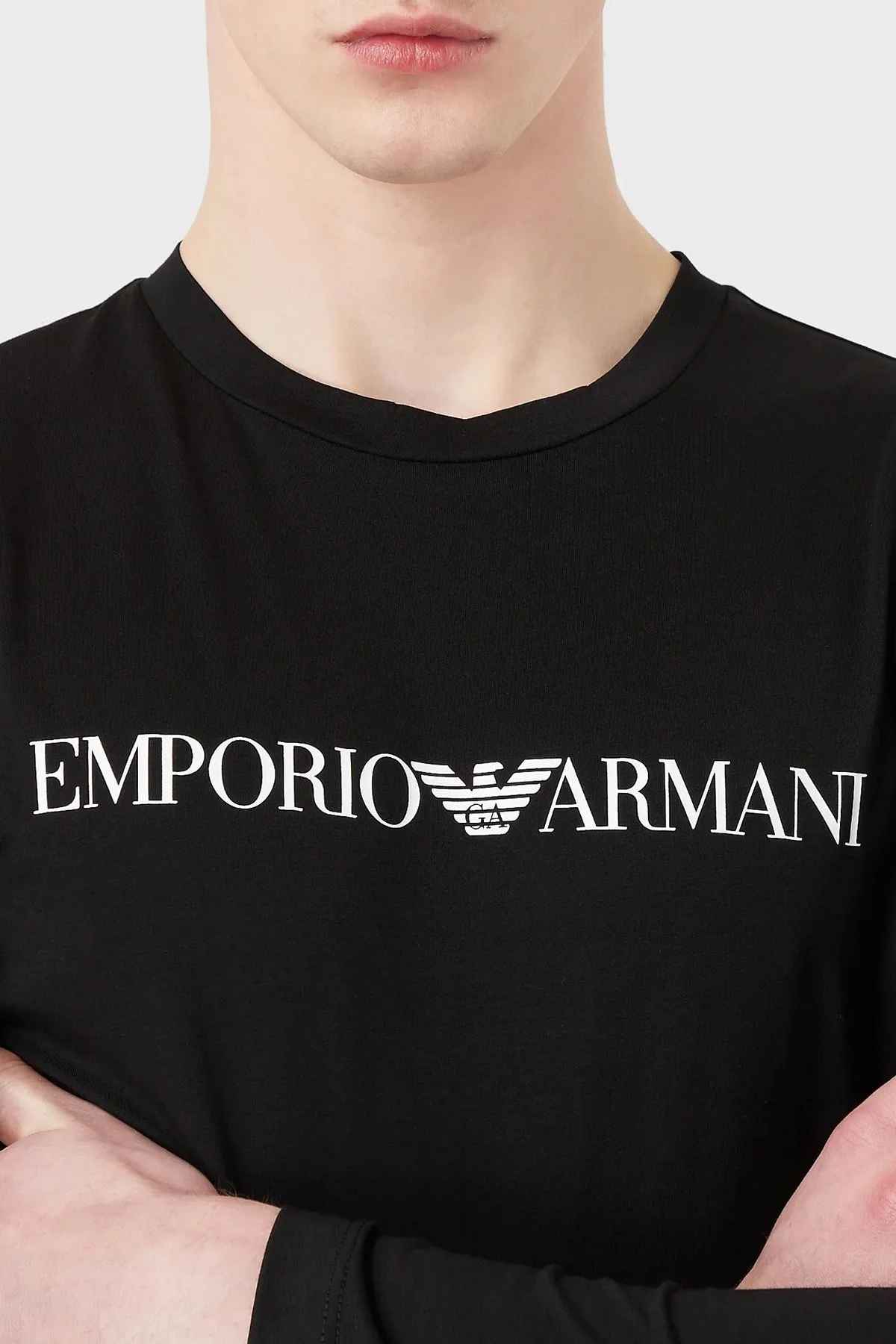Emporio Armani Logolu Slim Fit Bisiklet Yaka Uzun Kollu Pamuklu Erkek T Shirt 8N1TN8 1JPZZ 0021 SİYAH - 2