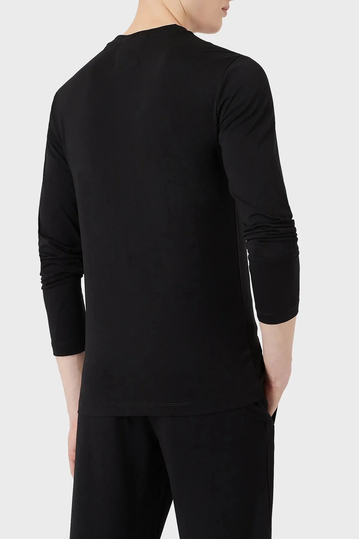 Emporio Armani Logolu Slim Fit Bisiklet Yaka Uzun Kollu Pamuklu Erkek T Shirt 8N1TN8 1JPZZ 0022 SİYAH - 8