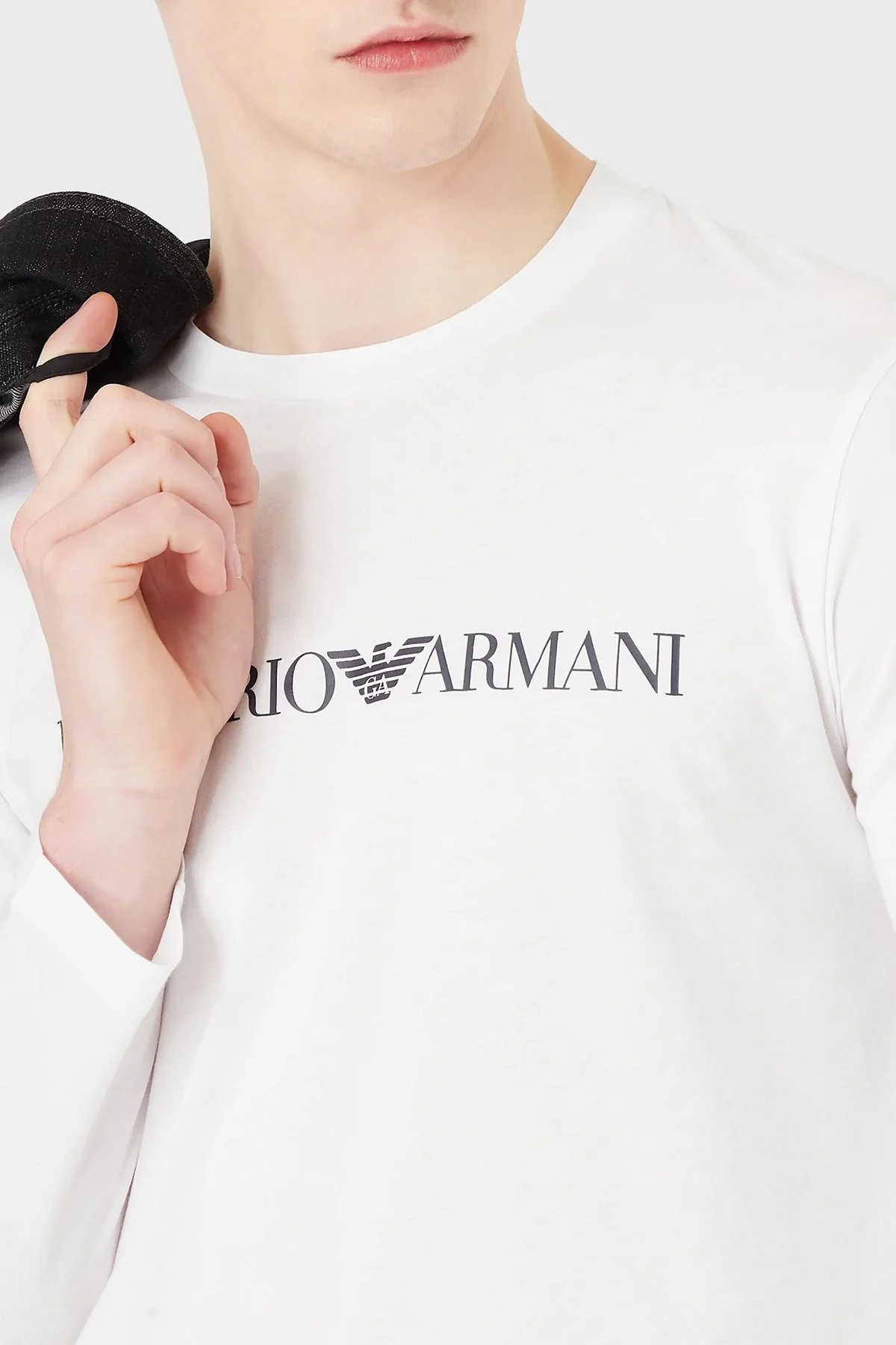 Emporio Armani Logolu Slim Fit Bisiklet Yaka Uzun Kollu Pamuklu Erkek T Shirt 8N1TN8 1JPZZ 0146 BEYAZ - 2