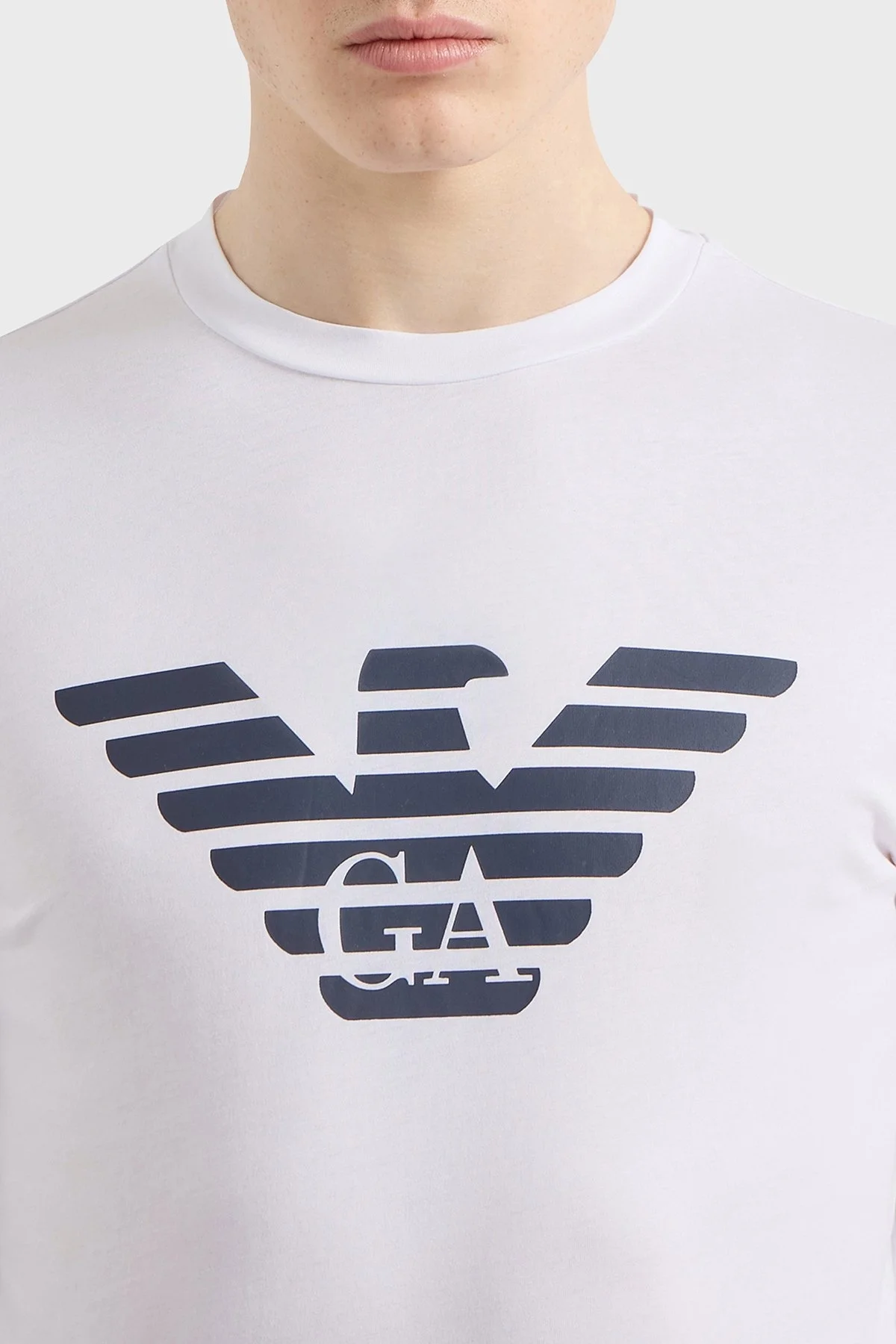 Emporio Armani Logolu Slim Fit Bisiklet Yaka Uzun Kollu Pamuklu Erkek T Shirt 8N1TN8 1JPZZ 0147 BEYAZ-LACİVERT - 11