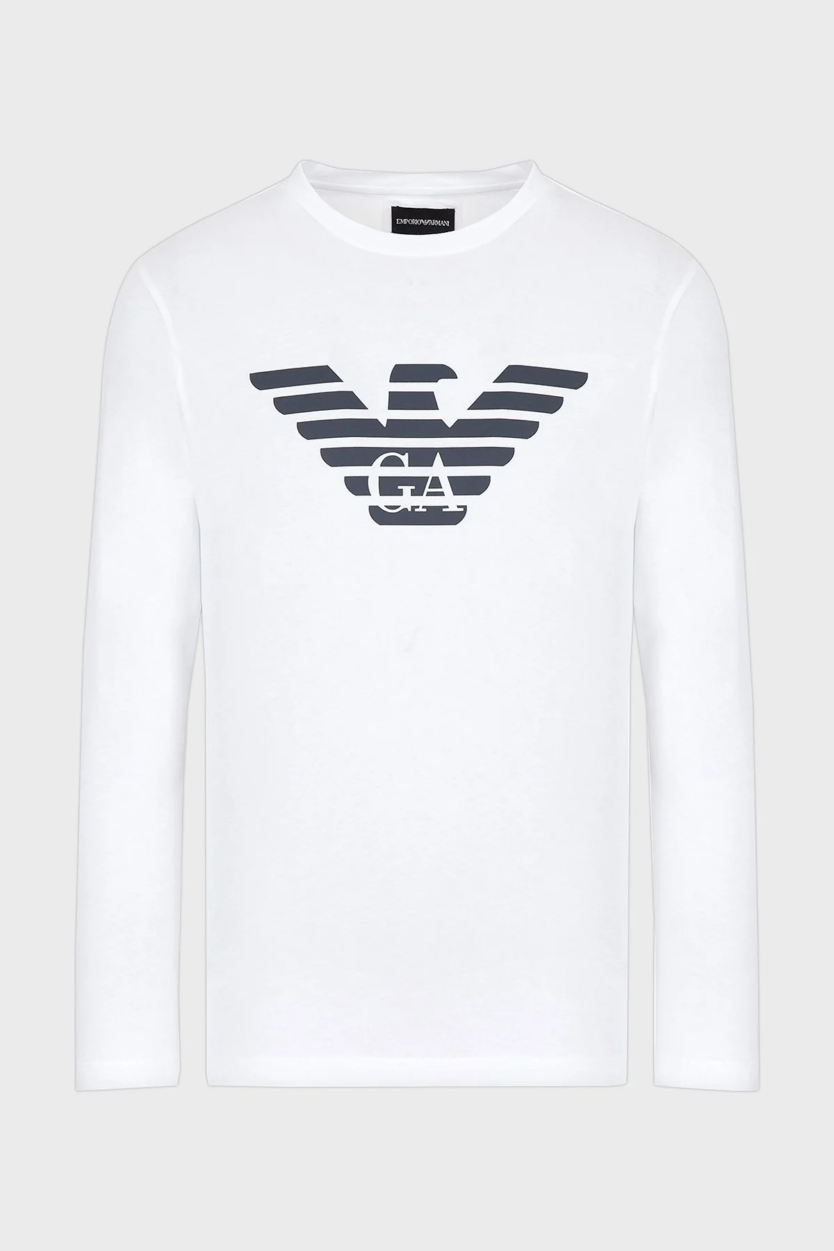 Emporio Armani Logolu Slim Fit Bisiklet Yaka Uzun Kollu Pamuklu Erkek T Shirt 8N1TN8 1JPZZ 0147 BEYAZ-LACİVERT - 12