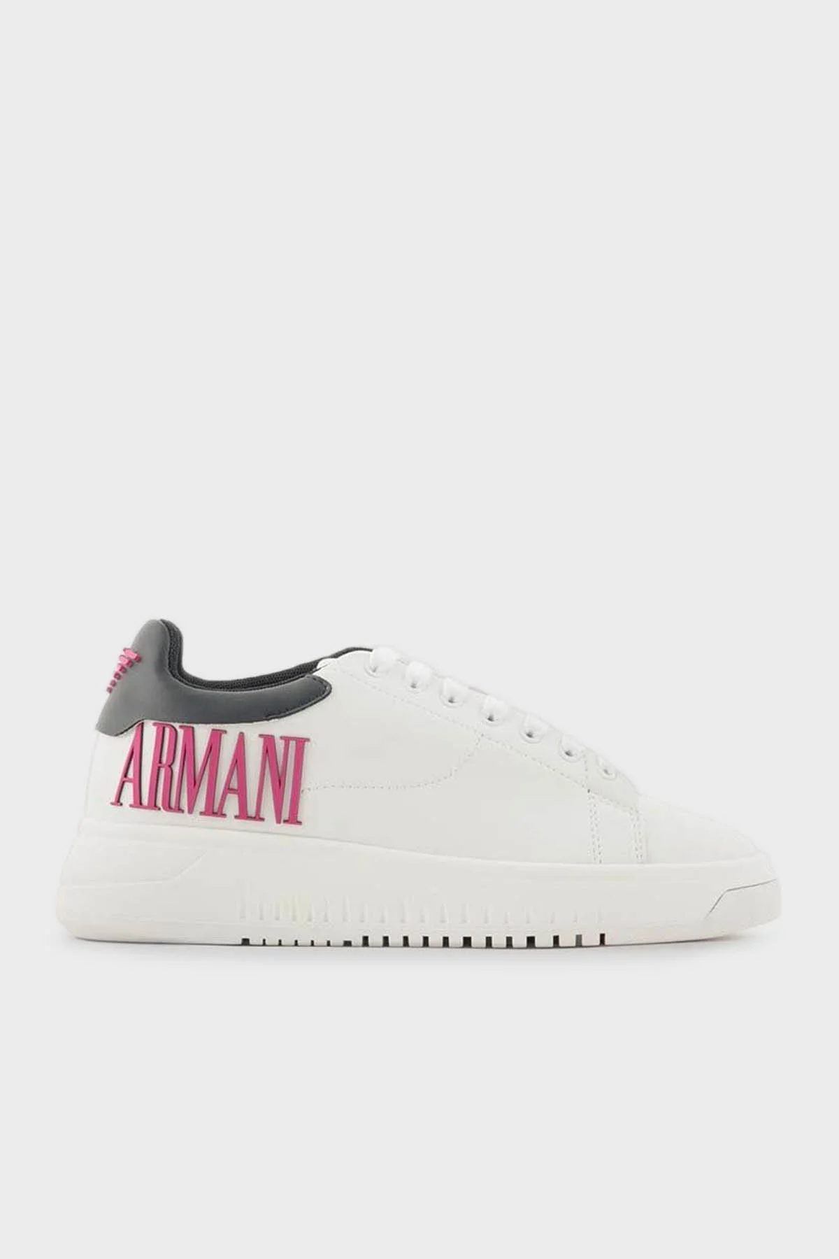 Emporio Armani Logolu Sneaker Bayan Ayakkabı X3X024 XR127 C682 Beyaz-Lacivert-Fuşya - 1