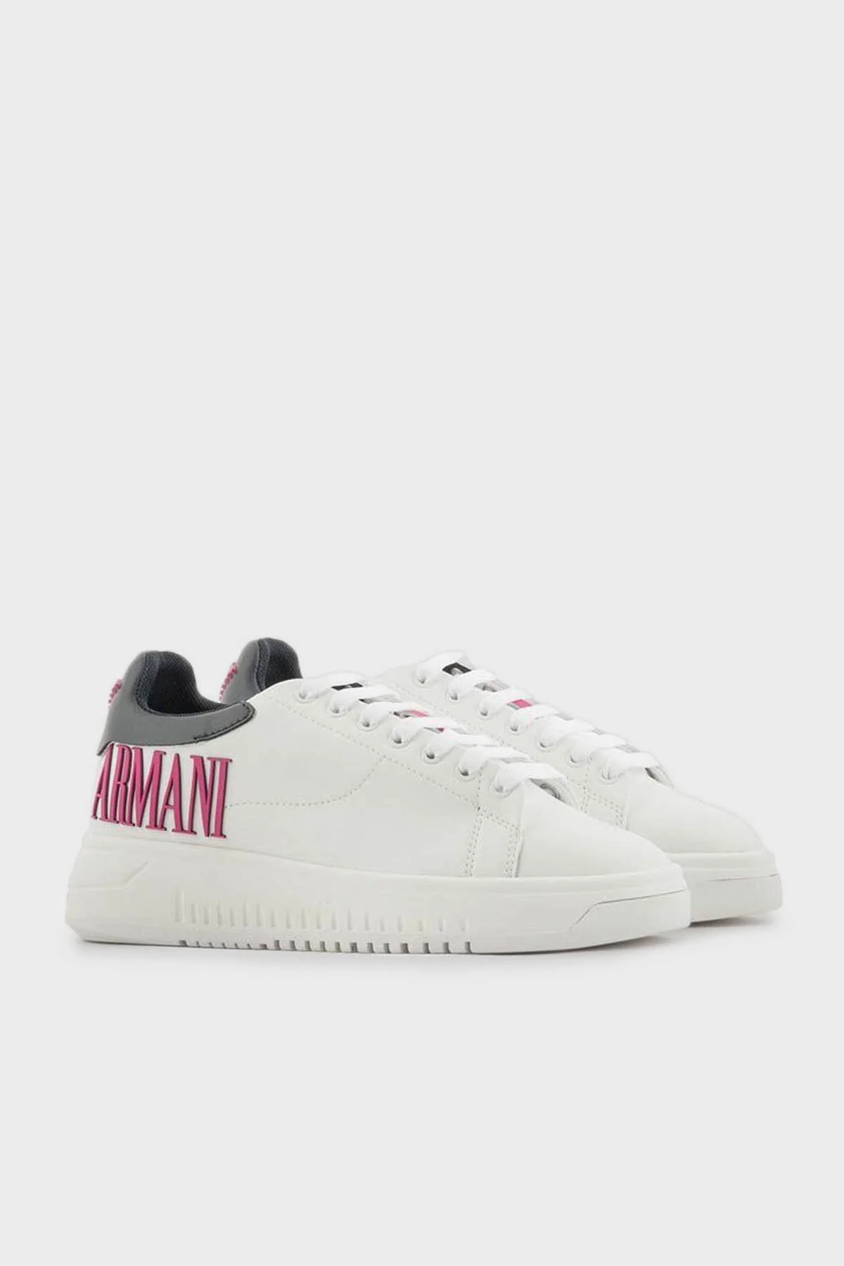 Emporio Armani Logolu Sneaker Bayan Ayakkabı X3X024 XR127 C682 Beyaz-Lacivert-Fuşya - 2