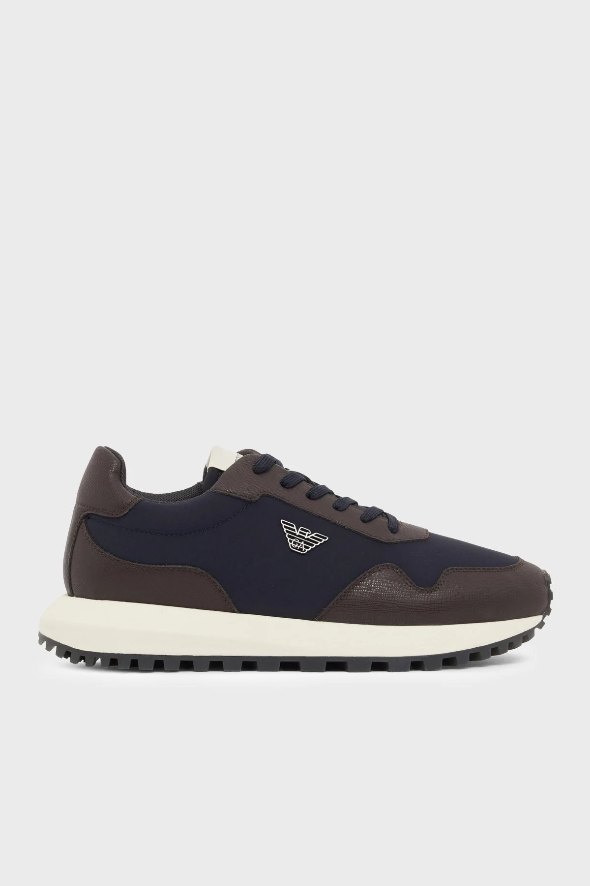Emporio Armani Logolu Sneaker Erkek Ayakkabı EM003738 AF19532 M6494 Kahve-lacivert - 1