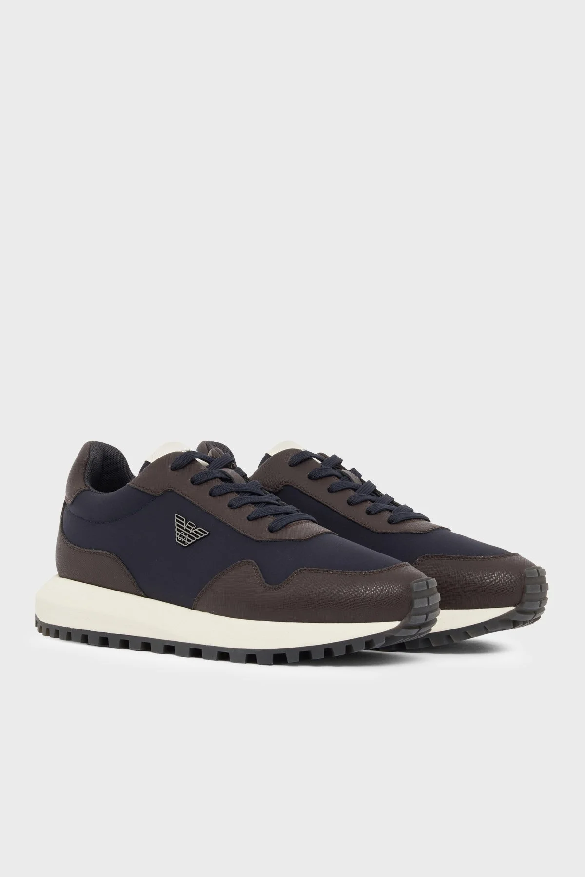Emporio Armani Logolu Sneaker Erkek Ayakkabı EM003738 AF19532 M6494 Kahve-lacivert - 2