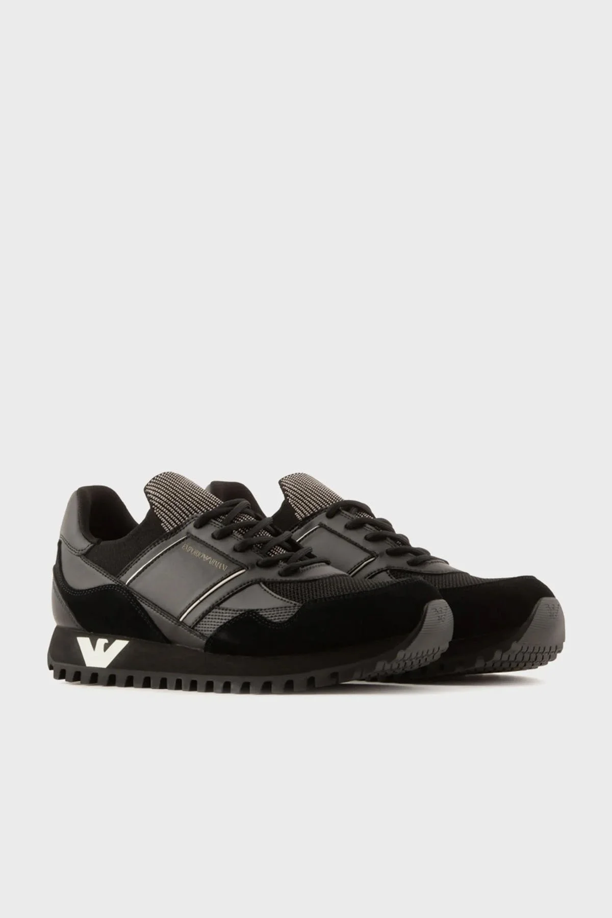 Emporio Armani Logolu Sneaker Erkek Ayakkabı X4X616 XN632 N814 SİYAH - 2