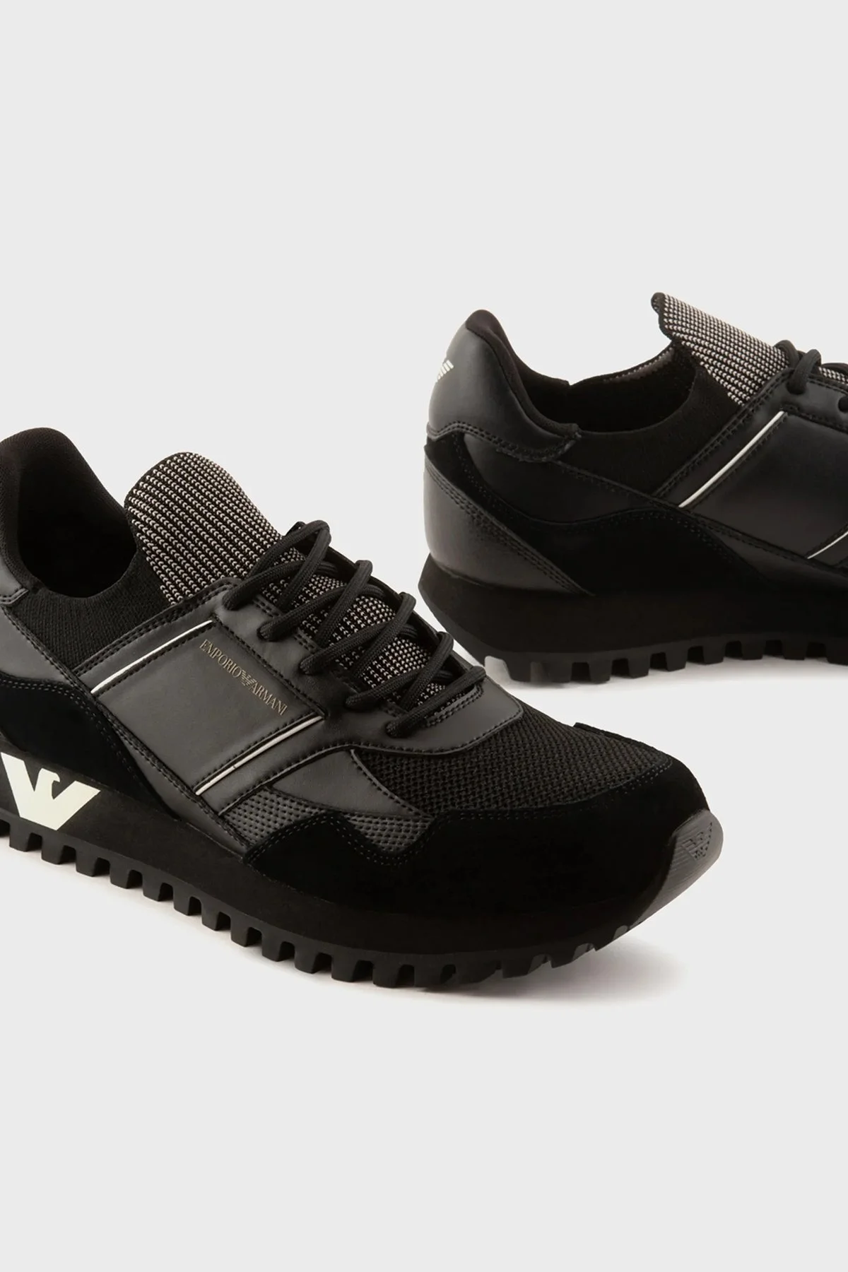 Emporio Armani Logolu Sneaker Erkek Ayakkabı X4X616 XN632 N814 SİYAH - 5