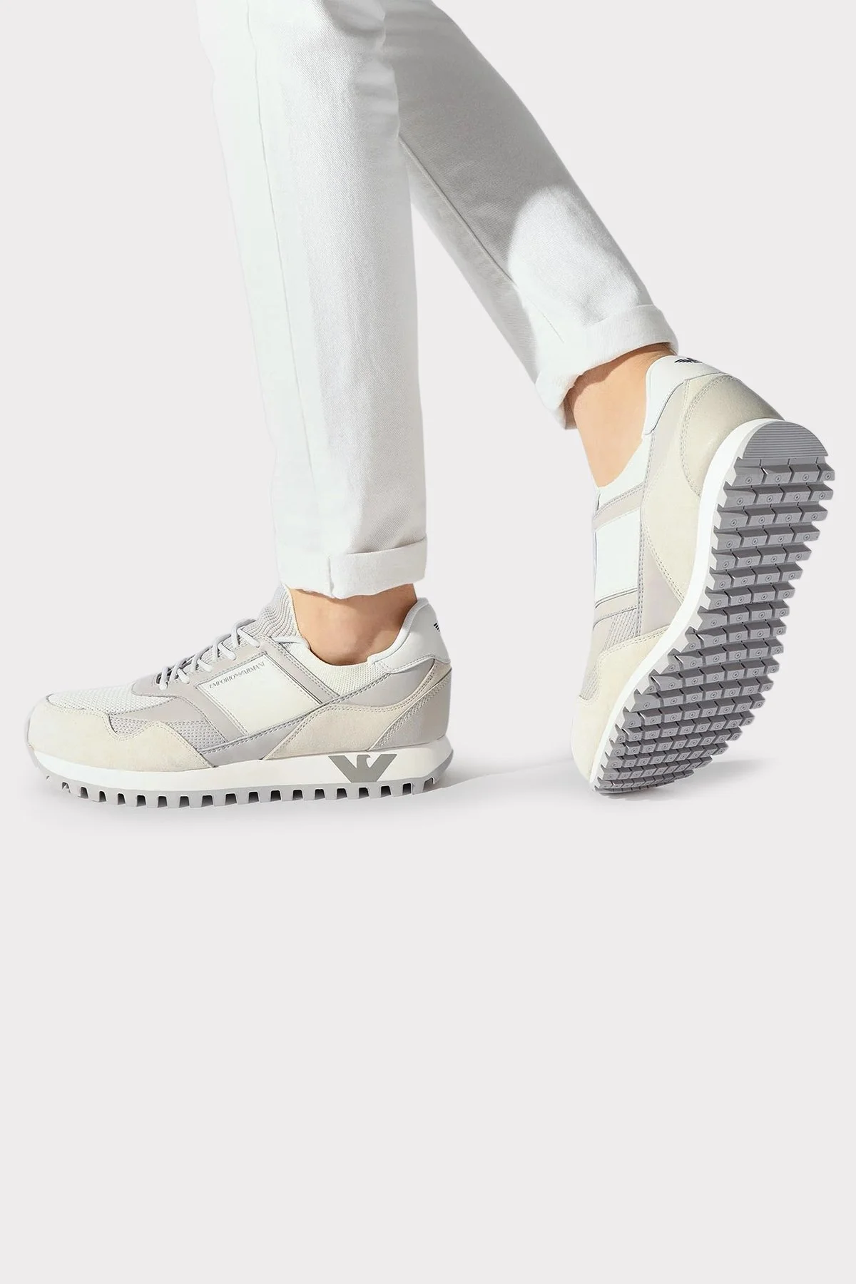 Emporio Armani Logolu Sneaker Erkek Ayakkabı X4X616 XN632 S730 BEJ - 5