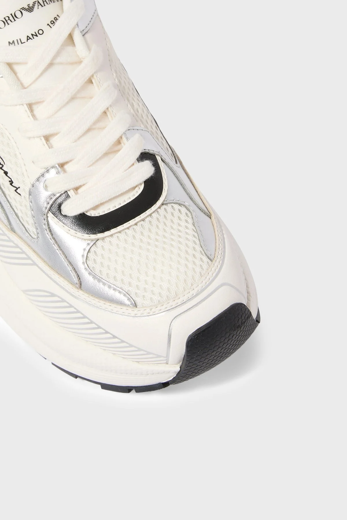 Emporio Armani Logolu Sneaker Kadın Ayakkabı EW003056 AF27429 M0441 Beyaz-gümüş-siyah - 3