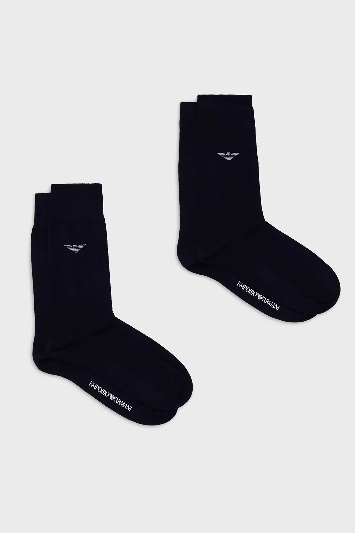 Emporio Armani Logolu Streç Pamuklu 2 Pack Erkek Çorap 302302 CC114 00135 LACİVERT - 1