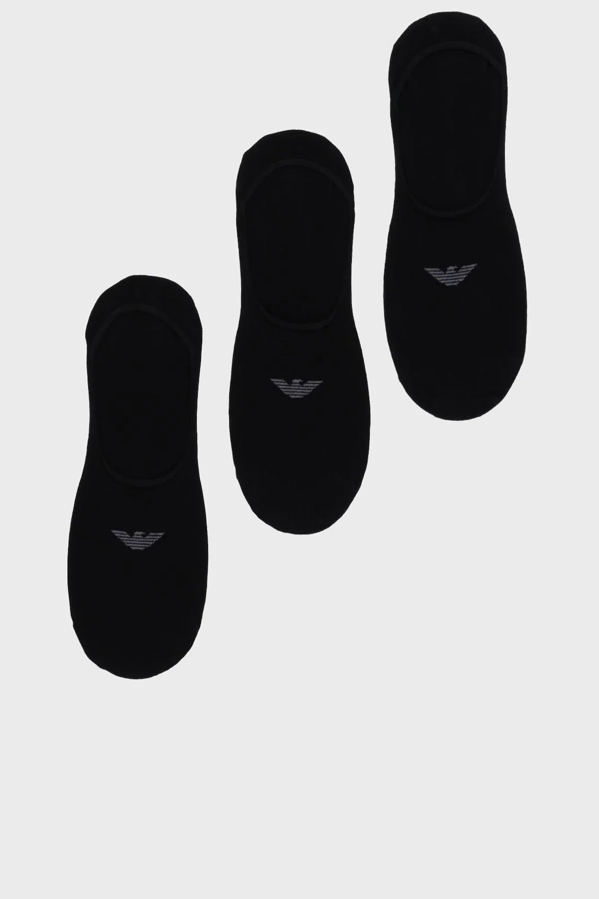 Emporio Armani Logolu Streç Pamuklu 3 Pack Babet Erkek Çorap EM000548 AF14446 MC061 SİYAH - 1
