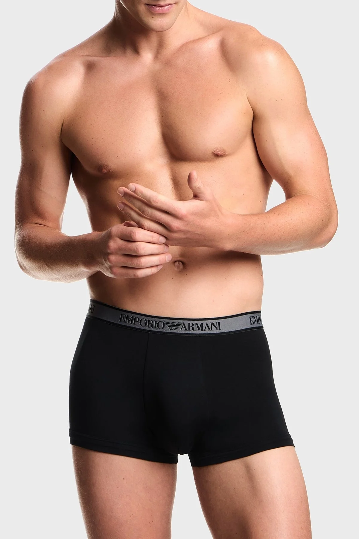 Emporio Armani Logolu Streç Pamuklu 3 Pack Erkek Boxer EM000259 AF10779 MC406 SİYAH - 2