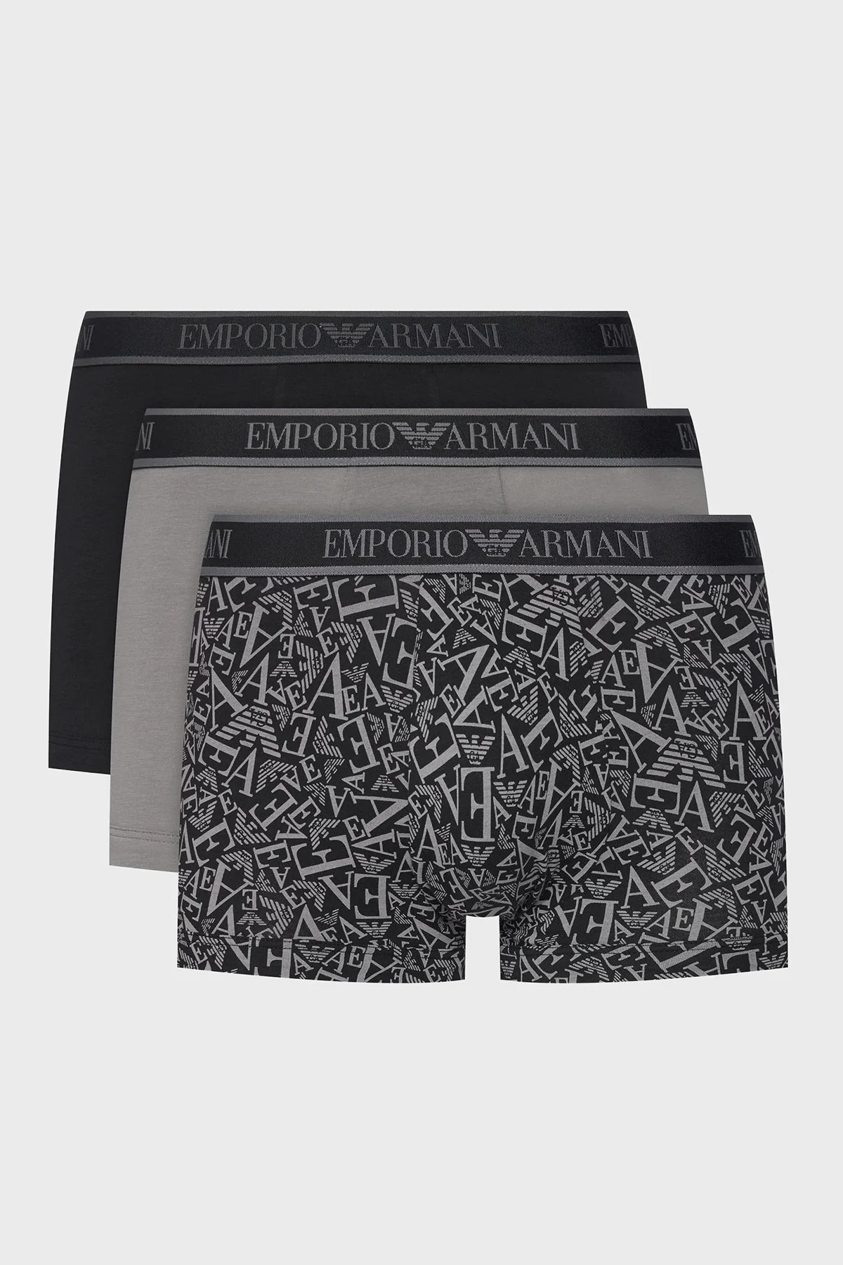Emporio Armani Logolu Streç Pamuklu 3 Pack Erkek Boxer EM000370 AF10779 MC198 LACİVERT - 1