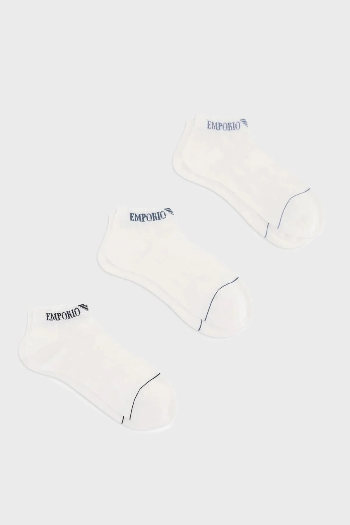 Emporio Armani Logolu Streç Pamuklu 3 Pack Erkek Çorap EM000550 AF12276 M0066 BEYAZ - 3