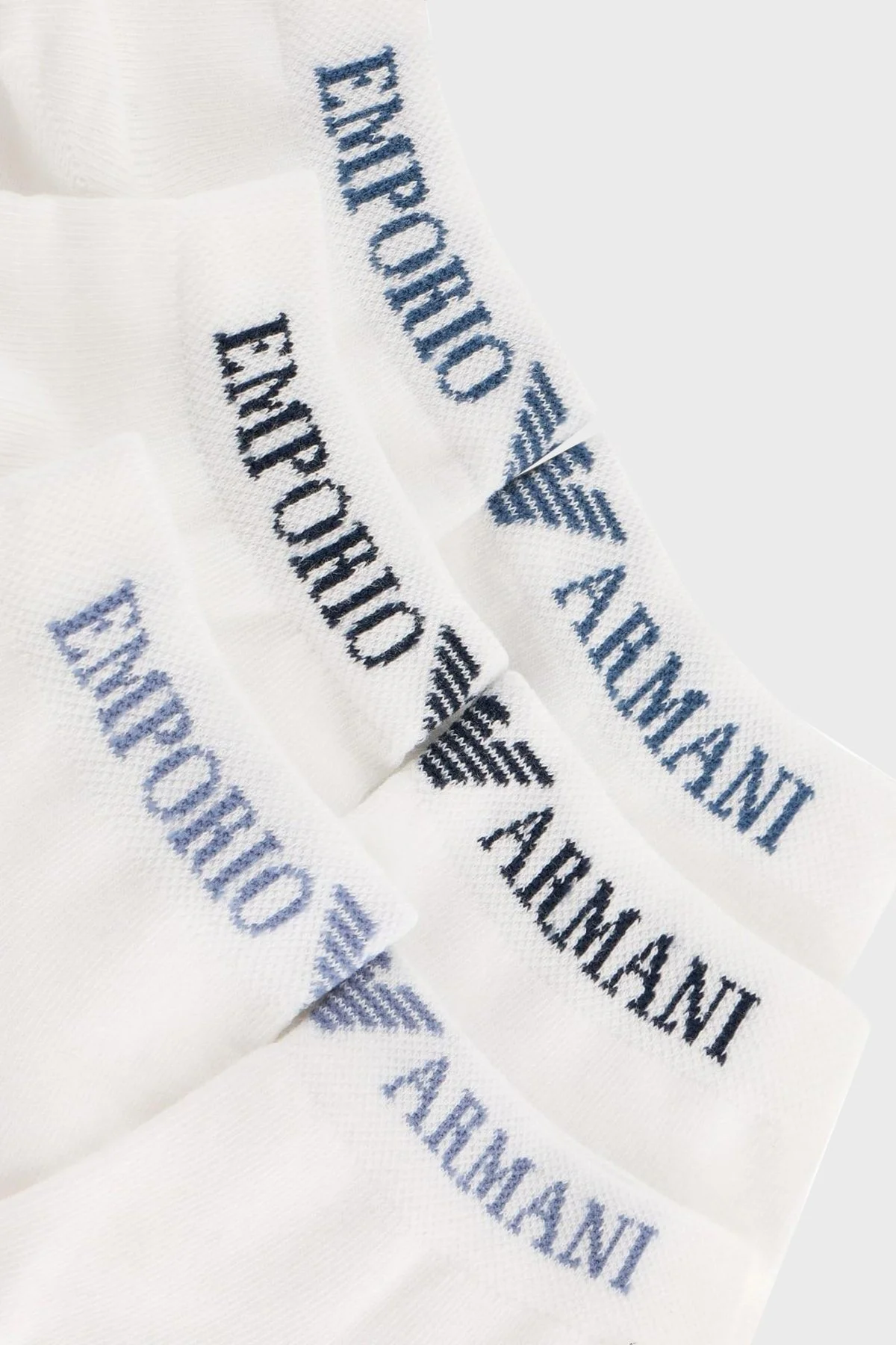 Emporio Armani Logolu Streç Pamuklu 3 Pack Erkek Çorap EM000550 AF12276 M0066 BEYAZ - 4