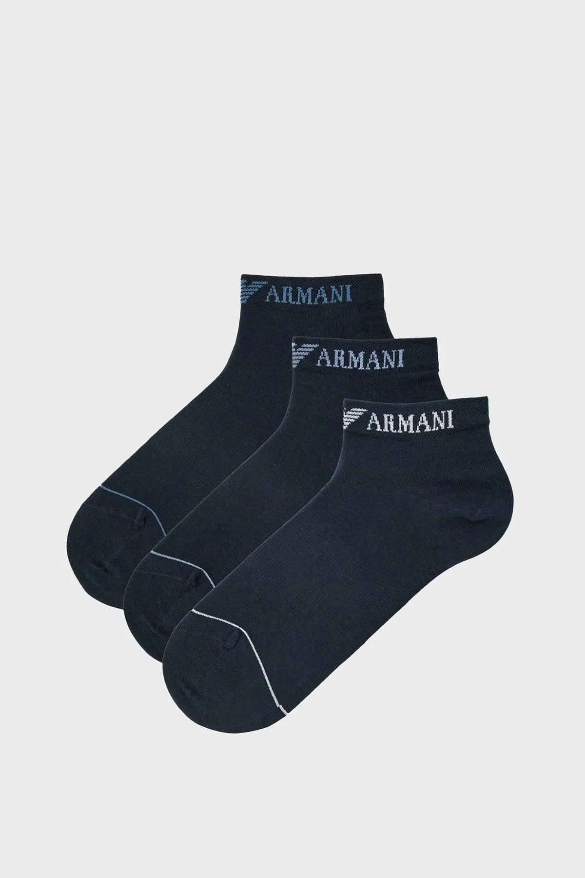 Emporio Armani Logolu Streç Pamuklu 3 Pack Erkek Çorap EM000550 AF12276 MB154 LACİVERT - 4