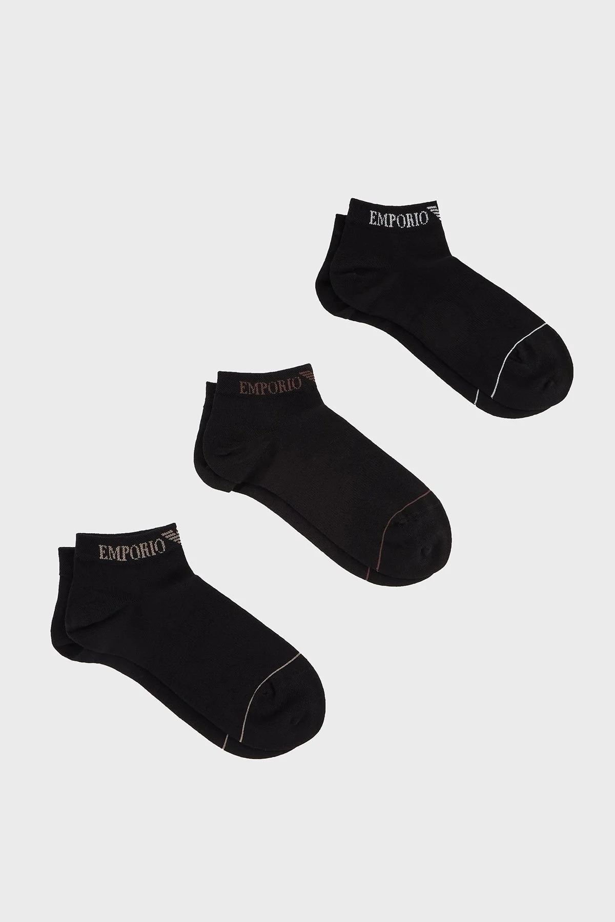 Emporio Armani Logolu Streç Pamuklu 3 Pack Erkek Çorap EM000550 AF12276 MC061 SİYAH - 1