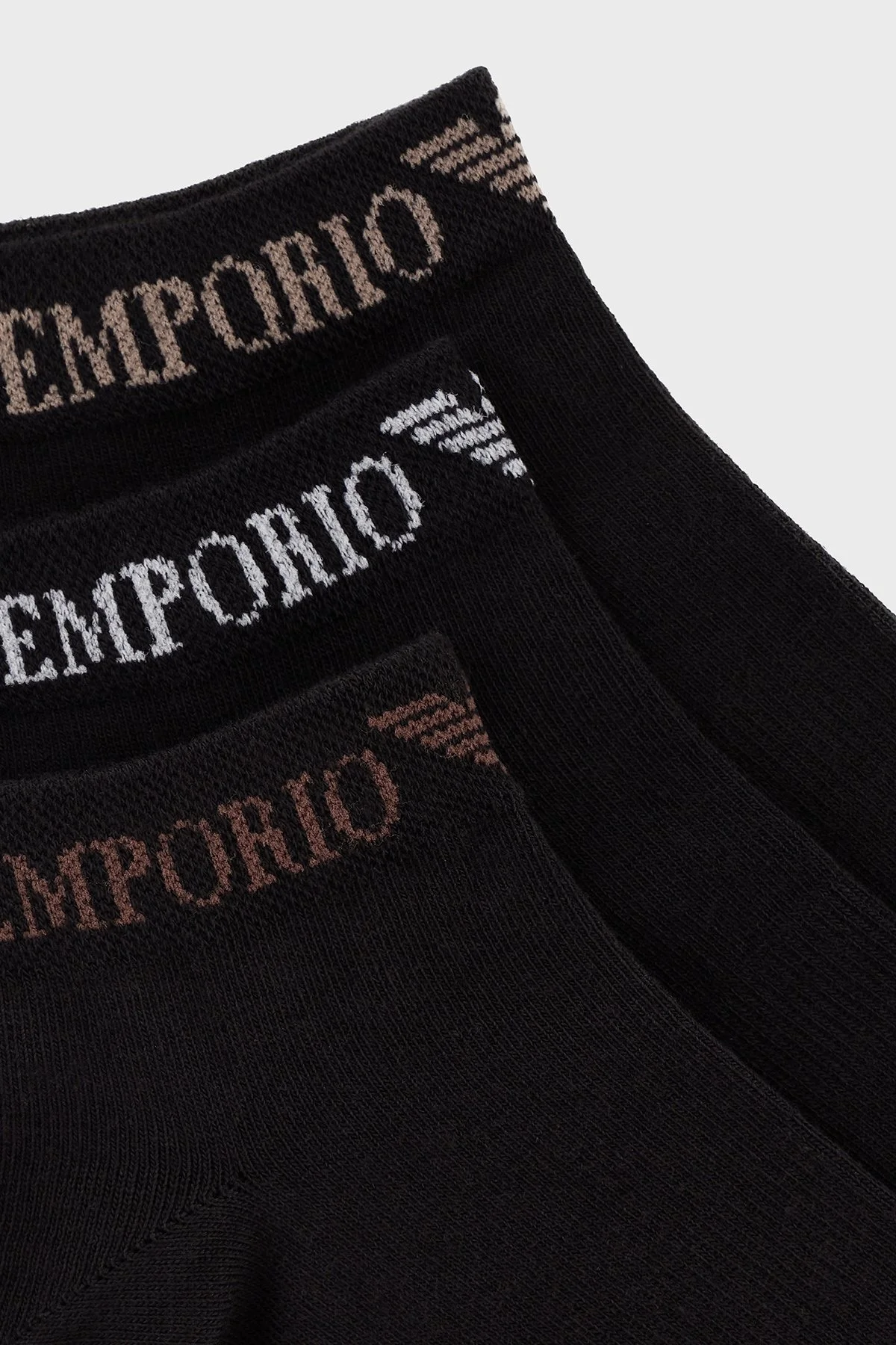 Emporio Armani Logolu Streç Pamuklu 3 Pack Erkek Çorap EM000550 AF12276 MC061 SİYAH - 2
