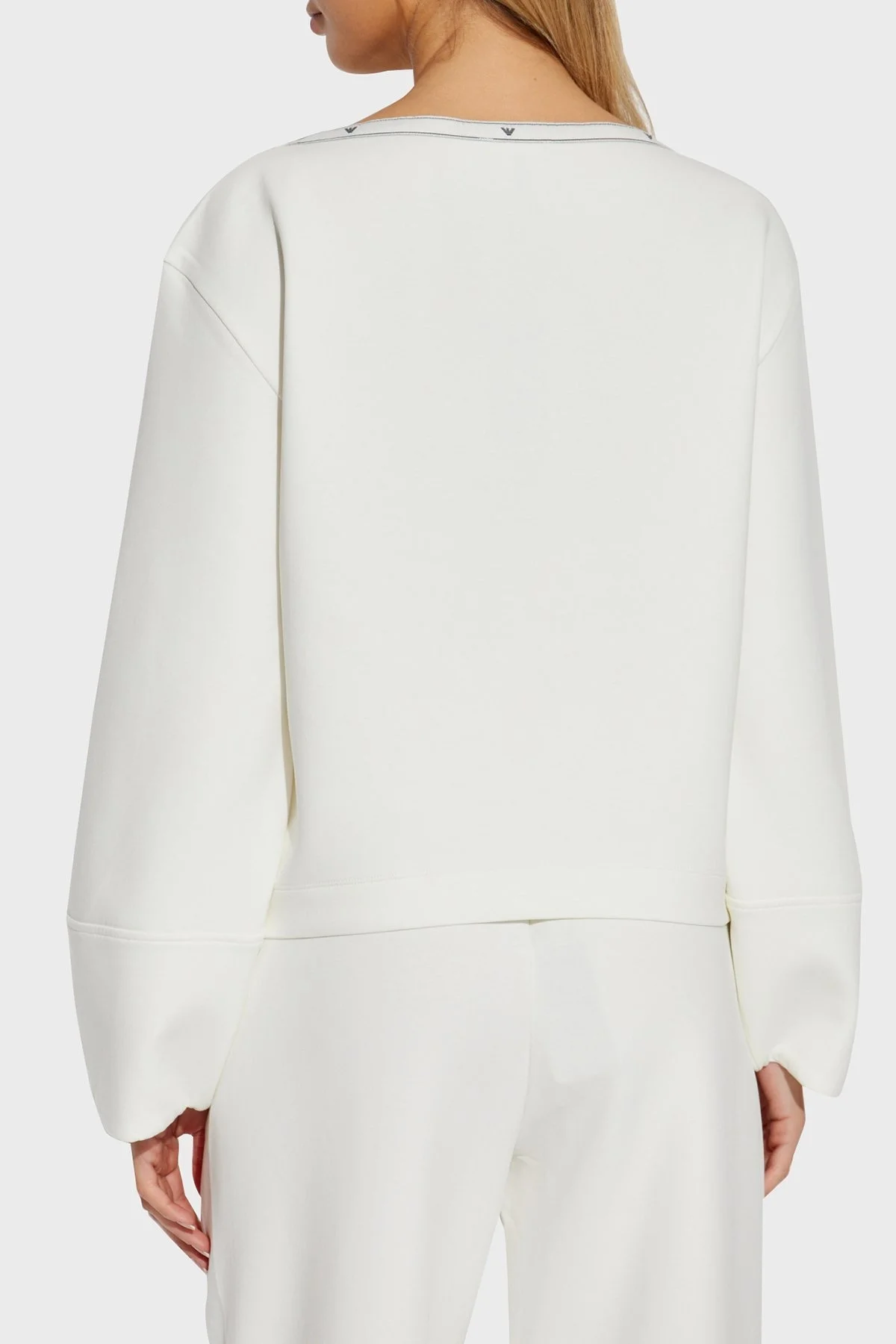 Emporio Armani Logolu Streç Pamuklu Comfort Fit Bayan Sweat 6D2M6C 1JHSZ 0101 BEYAZ - 2
