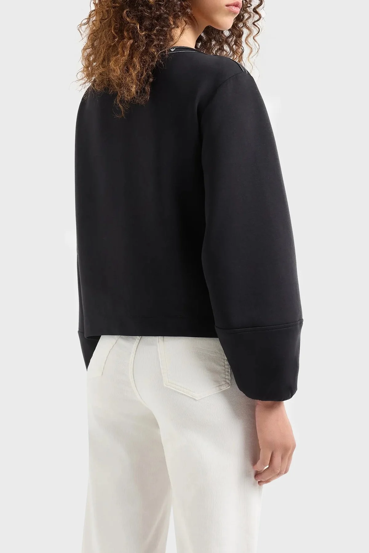 Emporio Armani Logolu Streç Pamuklu Comfort Fit Bayan Sweat 6D2M6C 1JHSZ 0999 SİYAH - 2