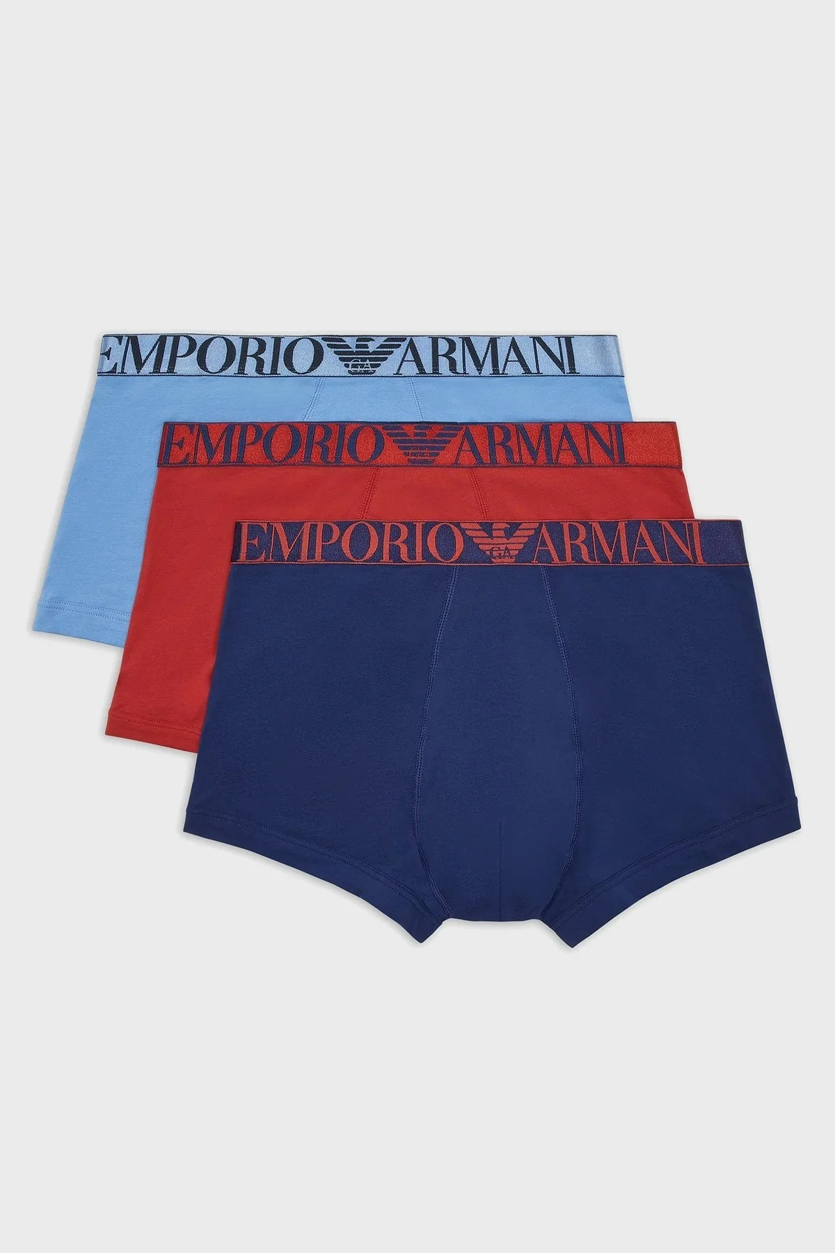 Emporio Armani Logolu Streç Pamuklu Erkek Boxer 111357 4F726 25732 Mavi-Lacivert-Turuncu - 1
