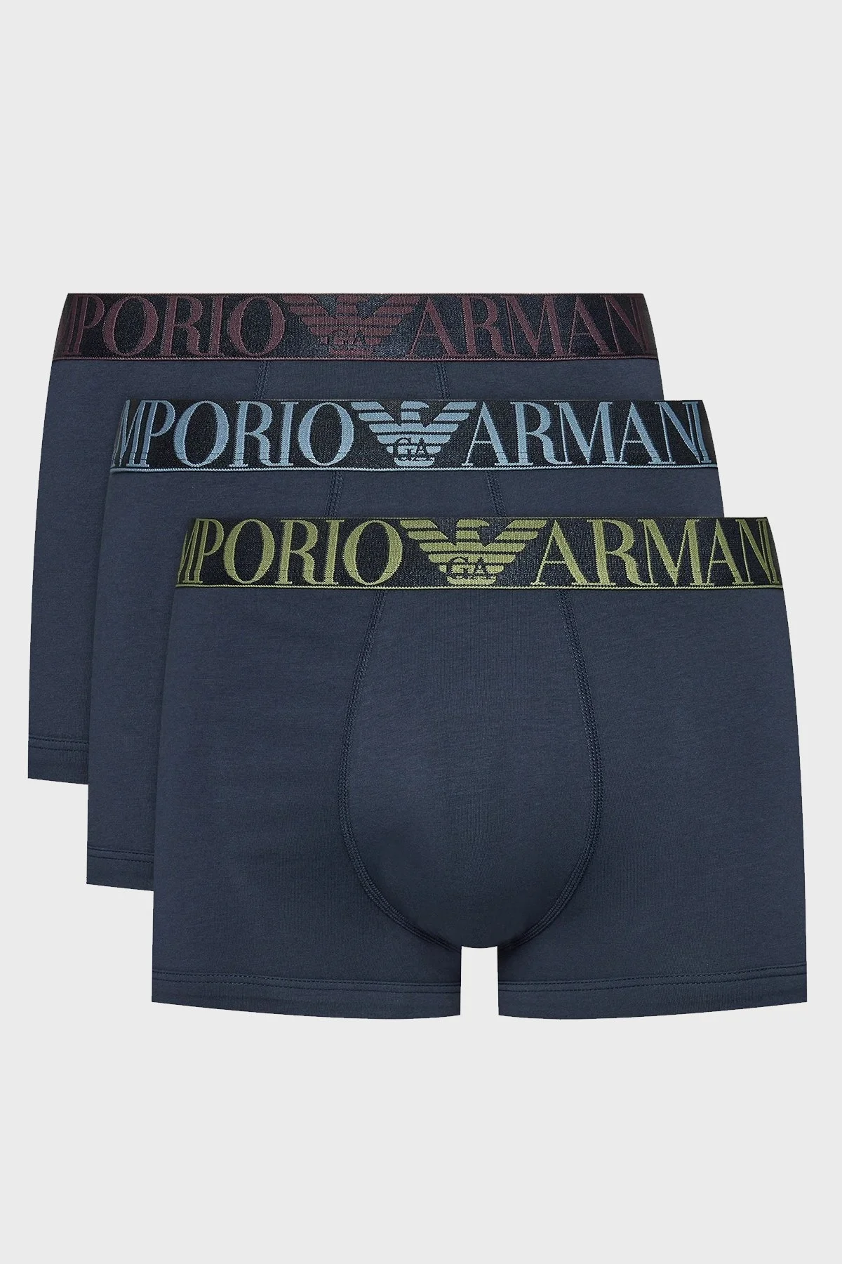Emporio Armani Logolu Streç Pamuklu Erkek Boxer 111357 4F726 64135 Mavi-Mürdüm-Haki - 8