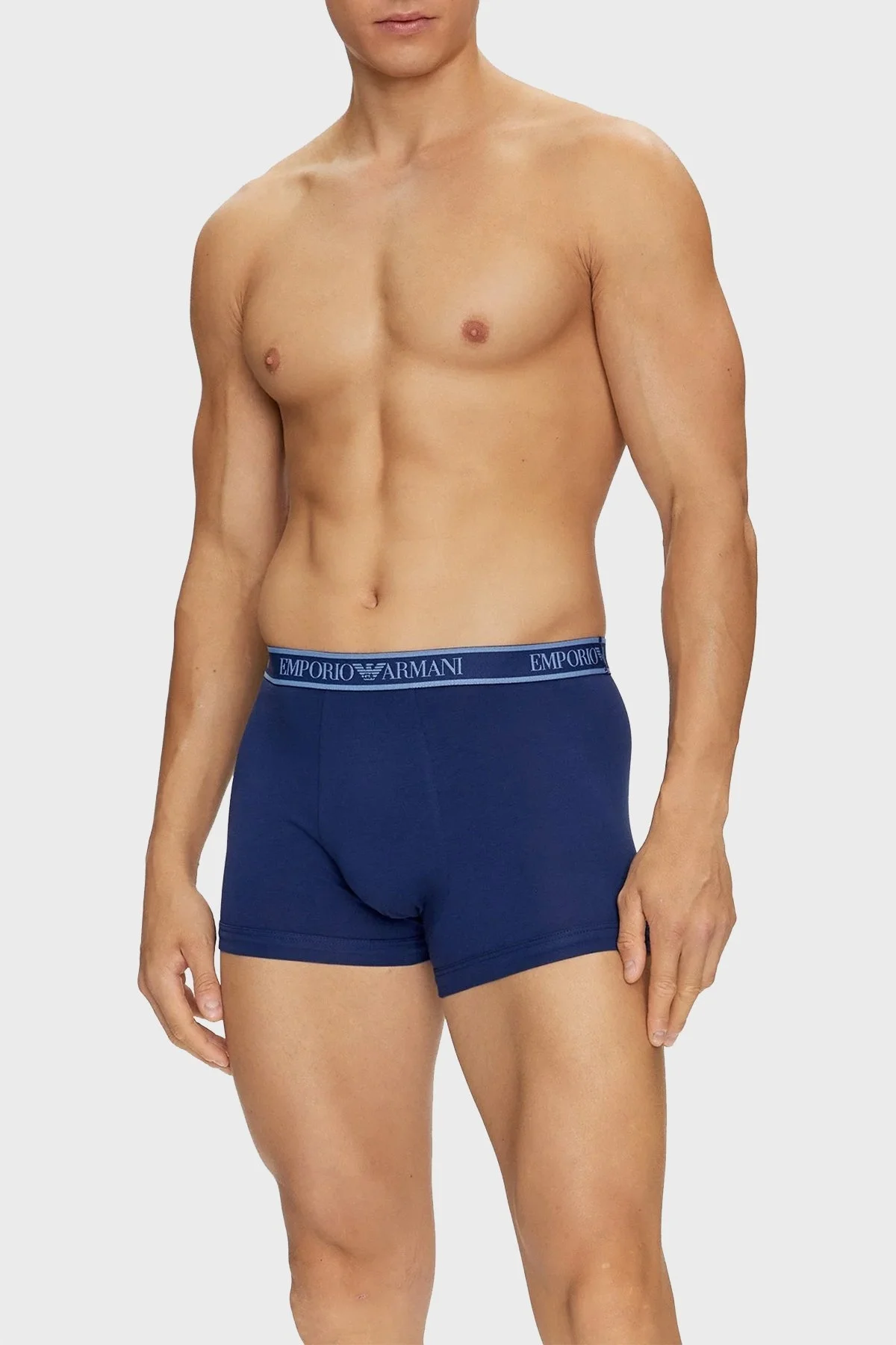 Emporio Armani Logolu Streç Pamuklu Erkek Boxer 112130 4F717 75336 Mavi-Siyah-Lacivert - 9