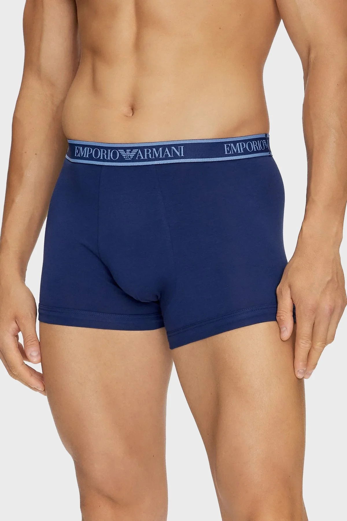 Emporio Armani Logolu Streç Pamuklu Erkek Boxer 112130 4F717 75336 Mavi-Siyah-Lacivert - 10