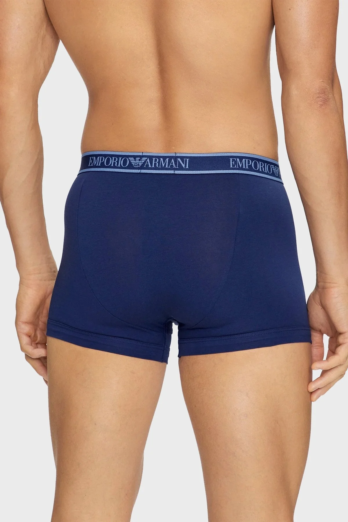 Emporio Armani Logolu Streç Pamuklu Erkek Boxer 112130 4F717 75336 Mavi-Siyah-Lacivert - 11