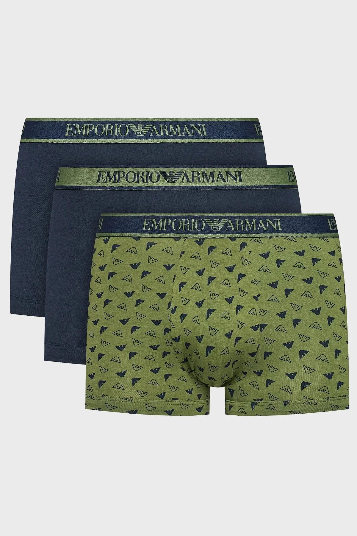 Emporio Armani Logolu Streç Pamuklu Erkek Boxer 112130 4F717 75436 Lacivert-Siyah-Haki - 1