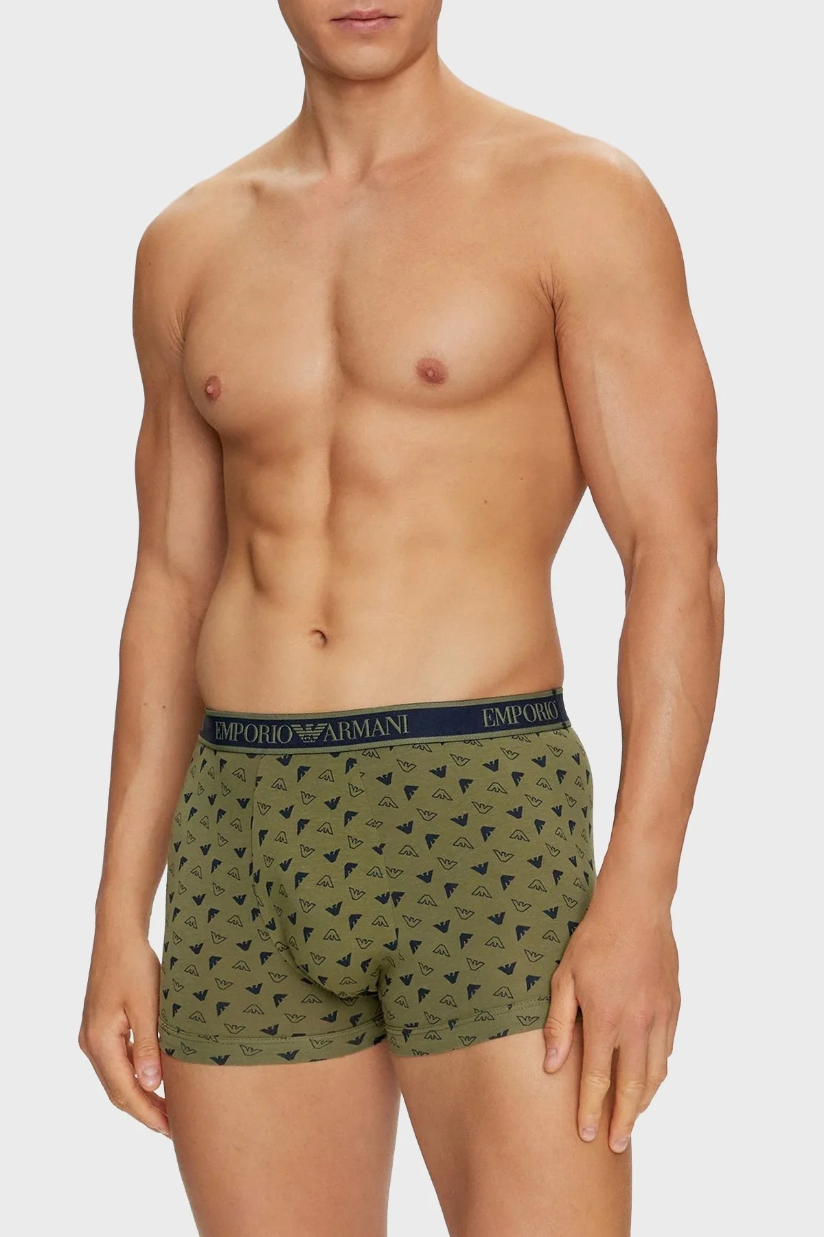 Emporio Armani Logolu Streç Pamuklu Erkek Boxer 112130 4F717 75436 Lacivert-Siyah-Haki - 2