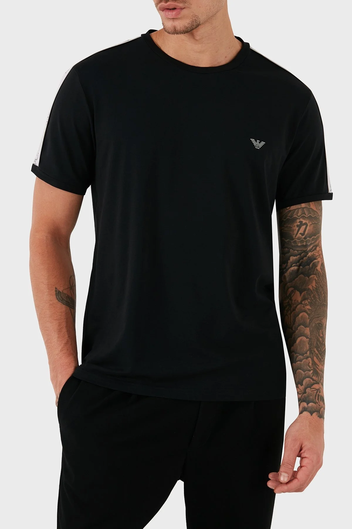 Emporio Armani Logolu Streç Pamuklu Regular Fit Bisiklet Yaka Erkek T Shirt 111890 4R717 00020 SİYAH - 6