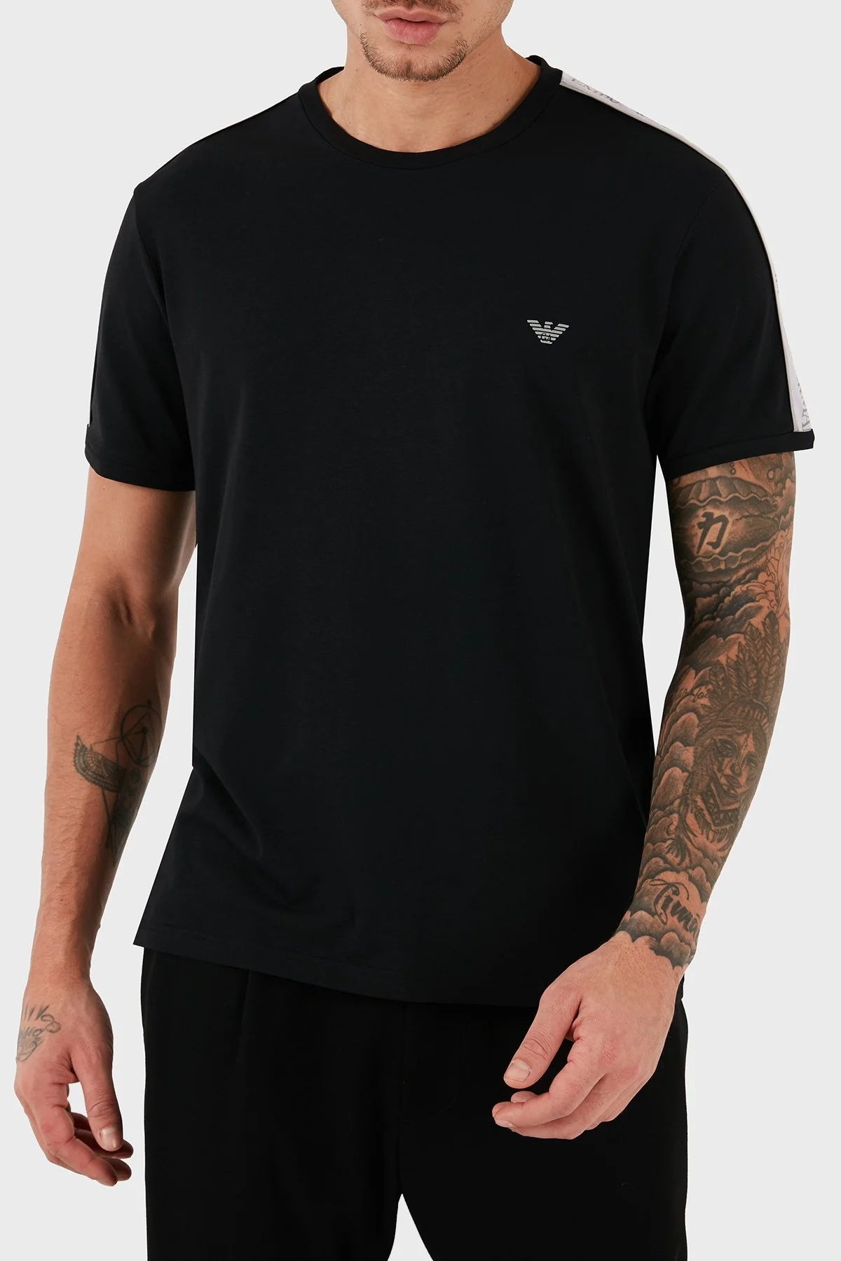 Emporio Armani Logolu Streç Pamuklu Regular Fit Bisiklet Yaka Erkek T Shirt 111890 4R717 00020 SİYAH - 9