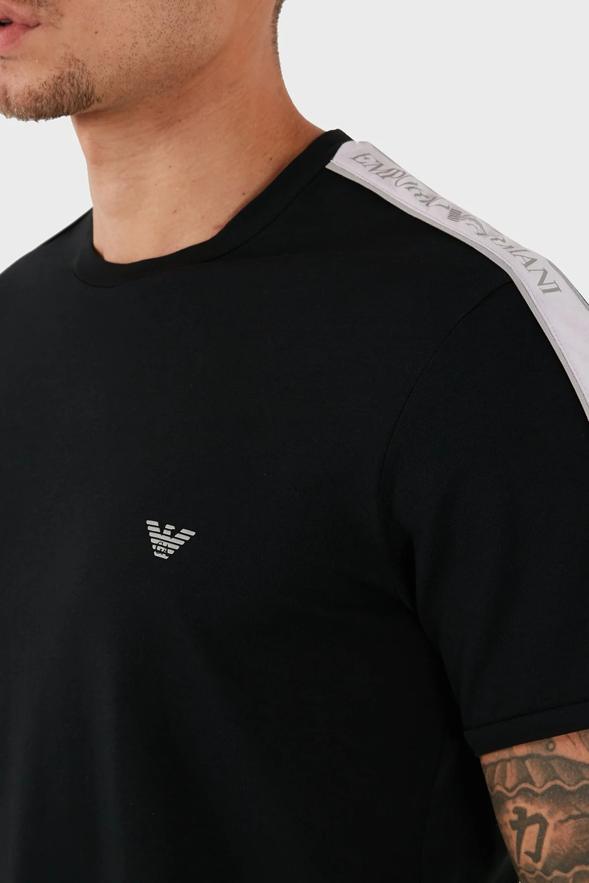 Emporio Armani Logolu Streç Pamuklu Regular Fit Bisiklet Yaka Erkek T Shirt 111890 4R717 00020 SİYAH - 10