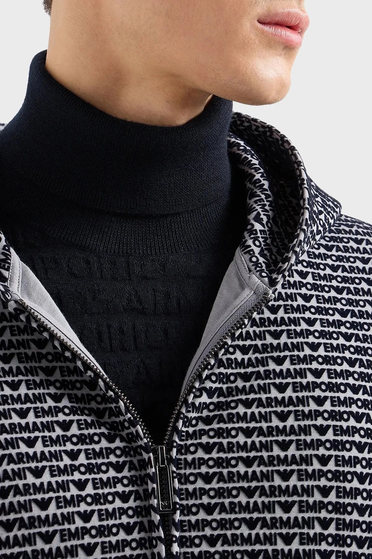 Emporio Armani Logolu Streç Pamuklu Regular Fit Erkek Sweat 6D1MB0 1JHSZ 06K3 GRİ - 4