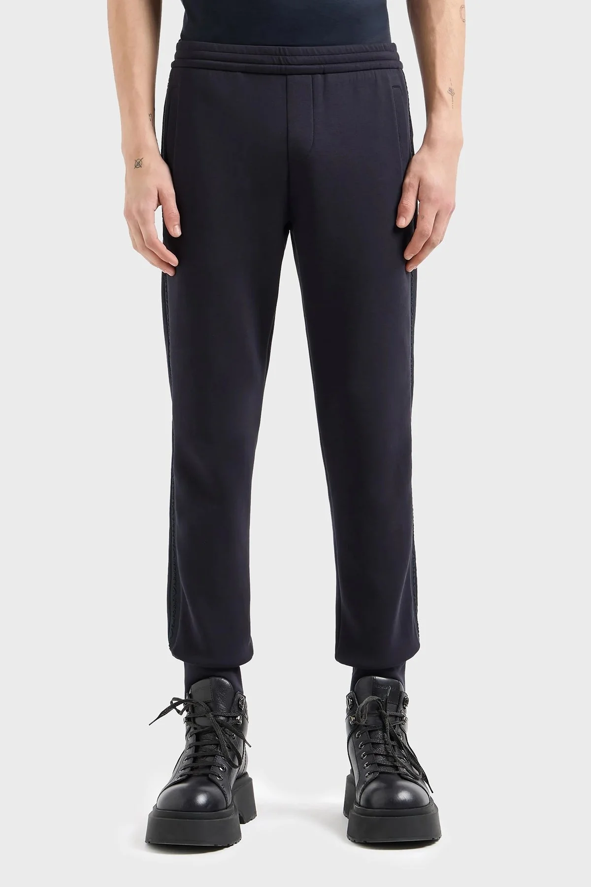 Emporio Armani Logolu Streç Pamuklu Regular Fit Jogger Spor Erkek Pantolon 6D1PK3 1JHSZ 0920 LACİVERT - 1