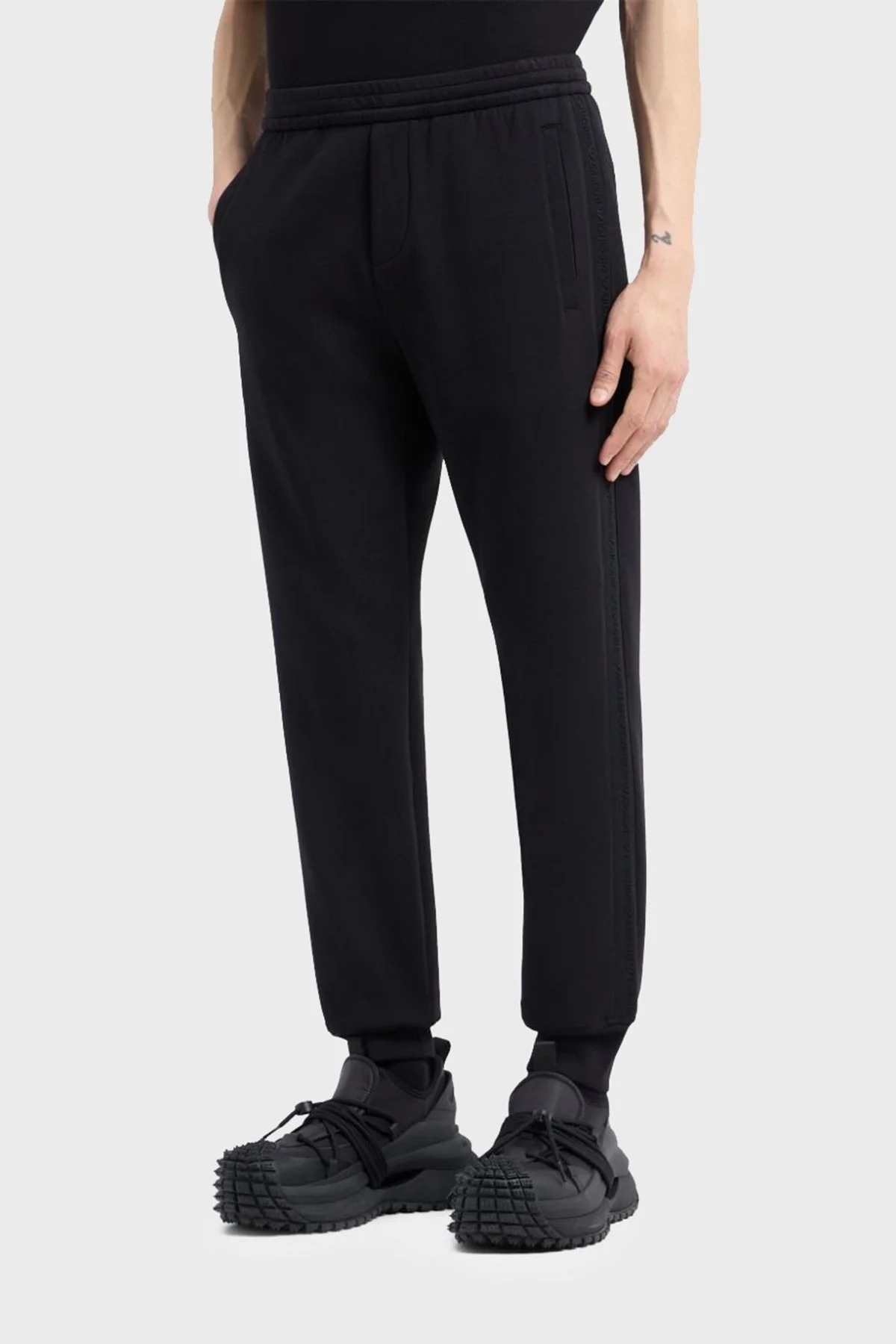 Emporio Armani Logolu Streç Pamuklu Regular Fit Jogger Spor Erkek Pantolon 6D1PK3 1JHSZ 0999 SİYAH - 1