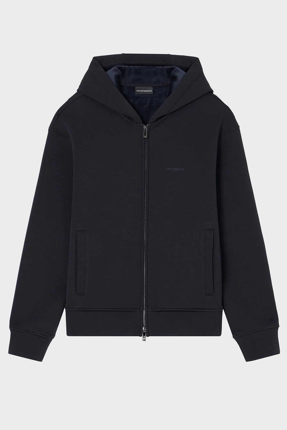 Emporio Armani Logolu Streç Pamuklu Regular Fit Kapüşonlu Erkek Sweat EM002866 AF17547 UB118 LACİVERT - 5