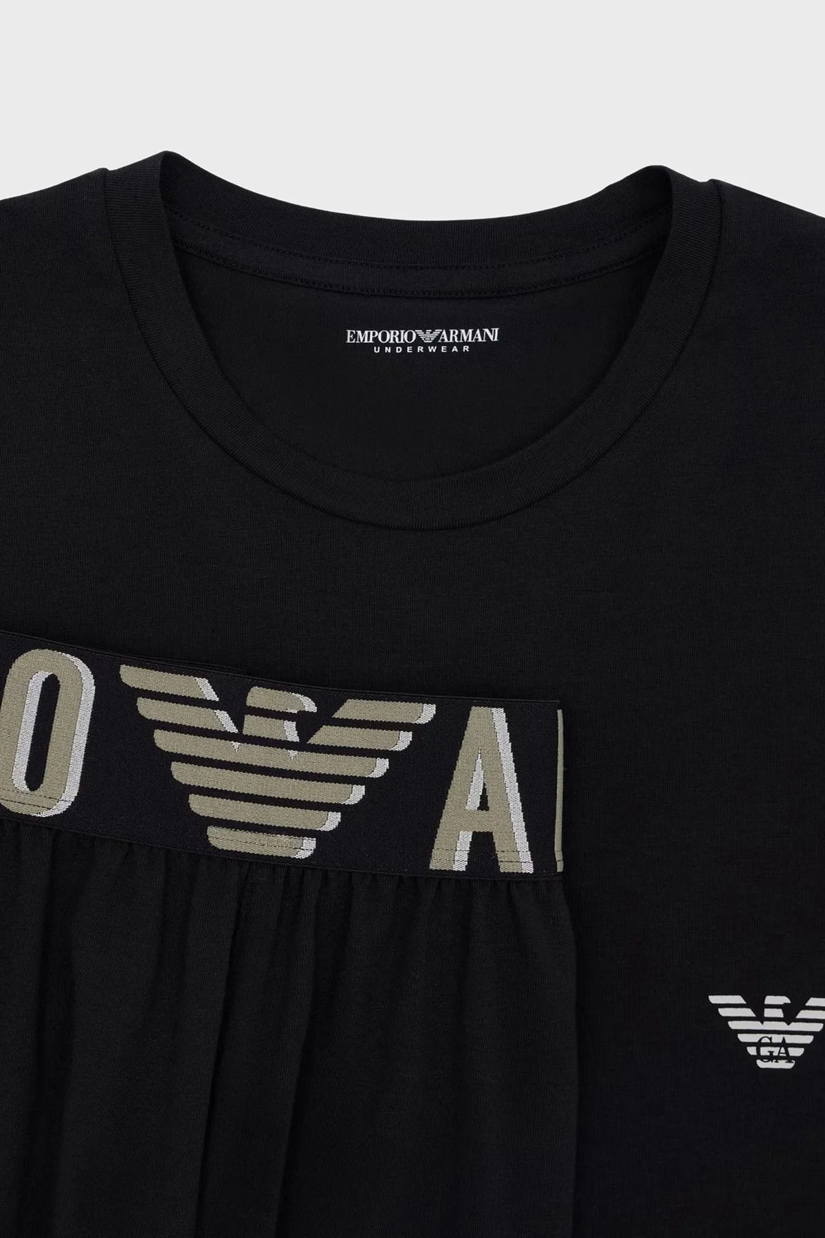 Emporio Armani Logolu Streç Pamuklu Regular Fit Normal Bel Erkek Pijama Takımı EM000400 AF10772 UC001 SİYAH - 6