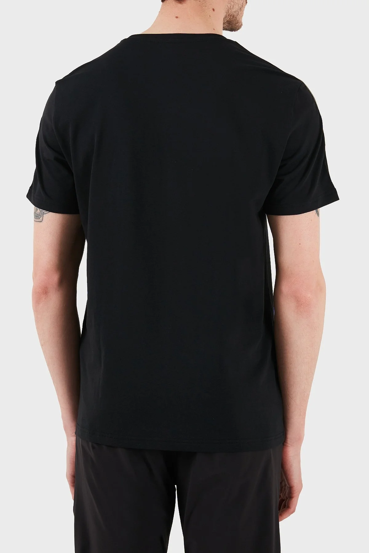 Emporio Armani Logolu Streç Pamuklu Slim Fit Bisiklet Yaka Erkek T Shirt EM000377 AF10773 UC001 SİYAH - 5