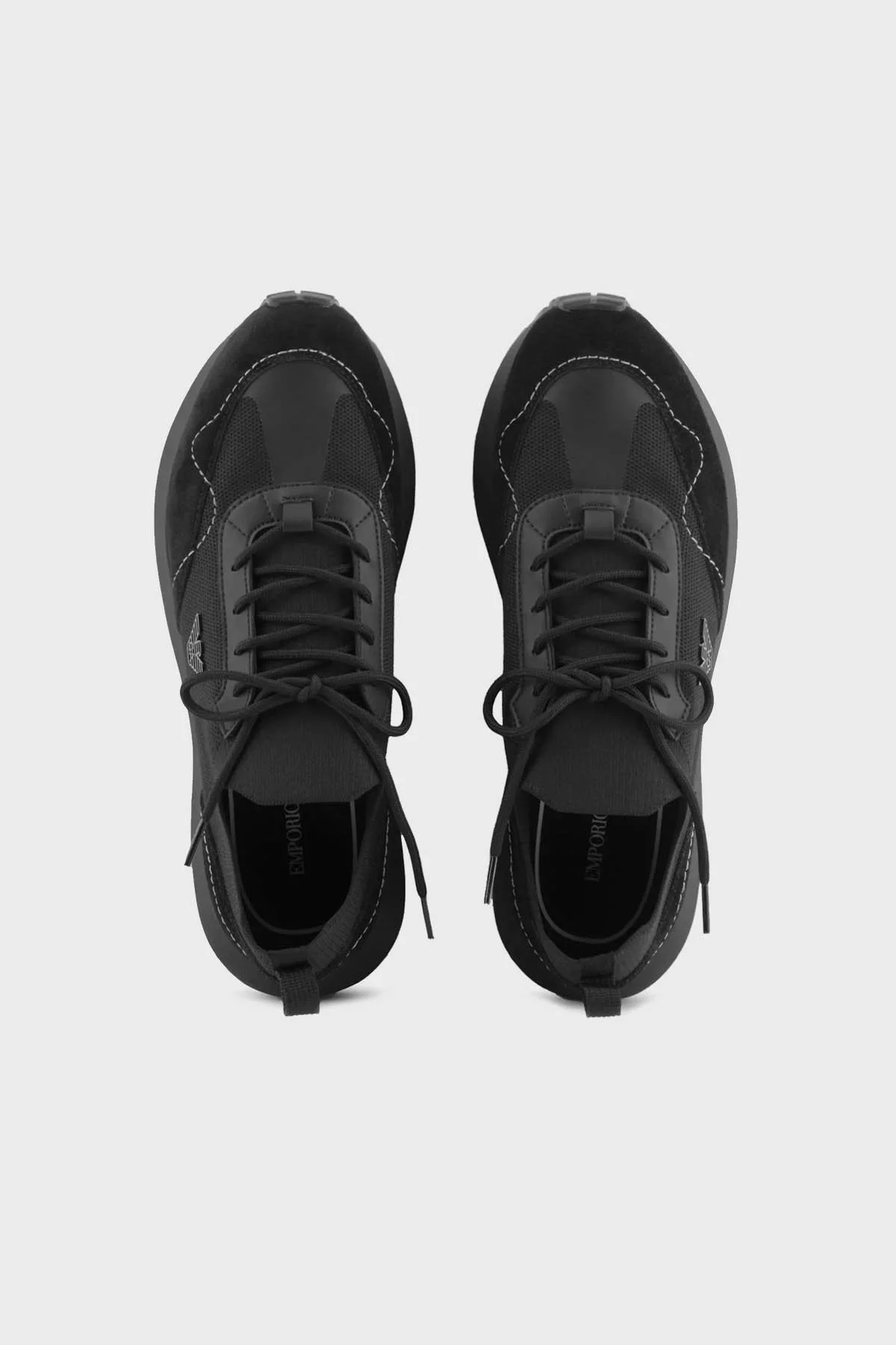 Emporio Armani Logolu Süet Detaylı Sneaker Erkek Ayakkabı X4X659 XR105 Q781 SİYAH - 3