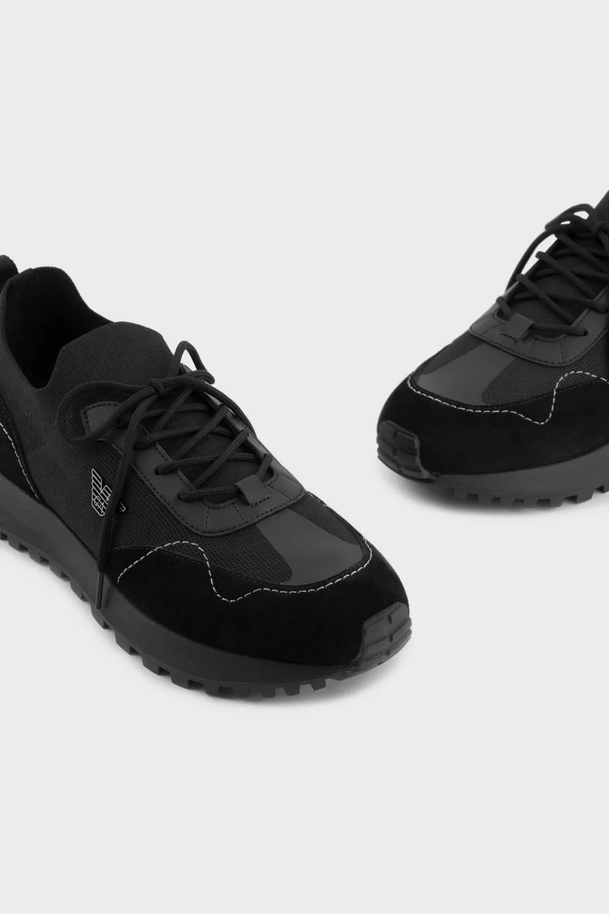 Emporio Armani Logolu Süet Detaylı Sneaker Erkek Ayakkabı X4X659 XR105 Q781 SİYAH - 5