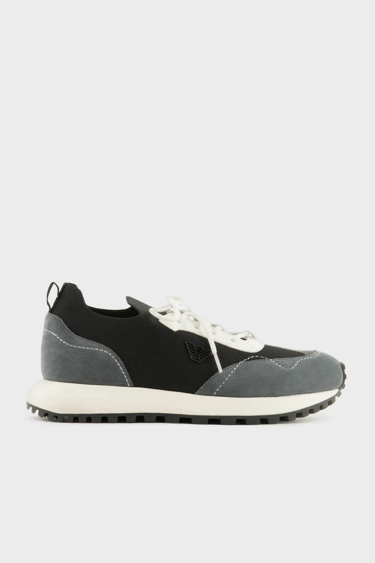 Emporio Armani Logolu Süet Detaylı Sneaker Erkek Ayakkabı X4X659 XR105 T860 SİYAH-HAKİ - 1
