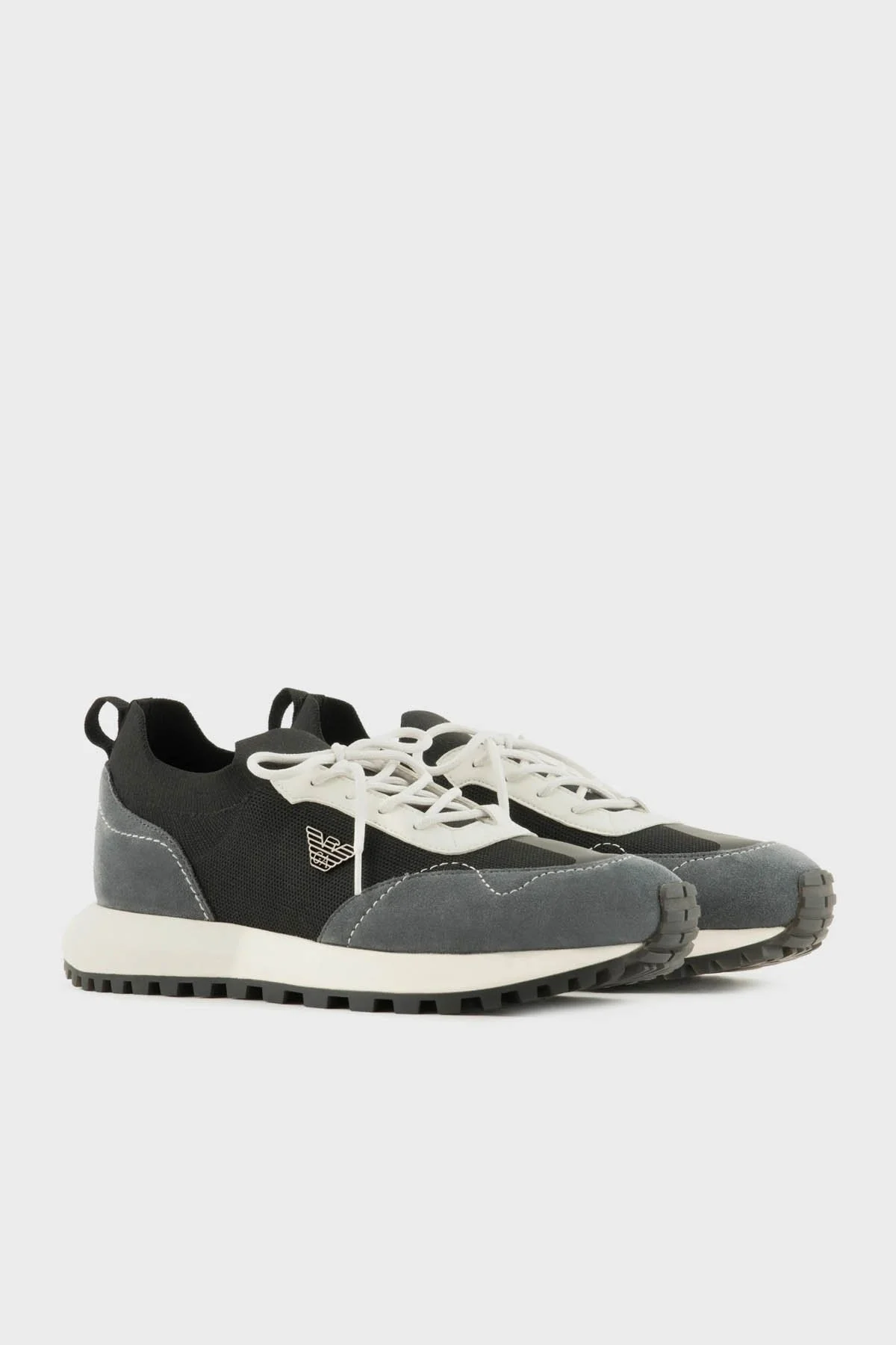 Emporio Armani Logolu Süet Detaylı Sneaker Erkek Ayakkabı X4X659 XR105 T860 SİYAH-HAKİ - 2