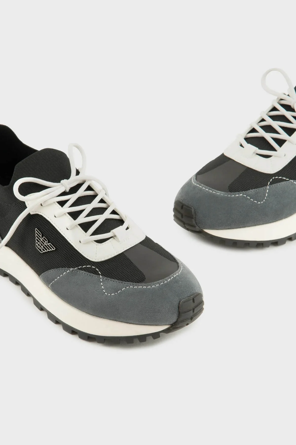 Emporio Armani Logolu Süet Detaylı Sneaker Erkek Ayakkabı X4X659 XR105 T860 SİYAH-HAKİ - 3