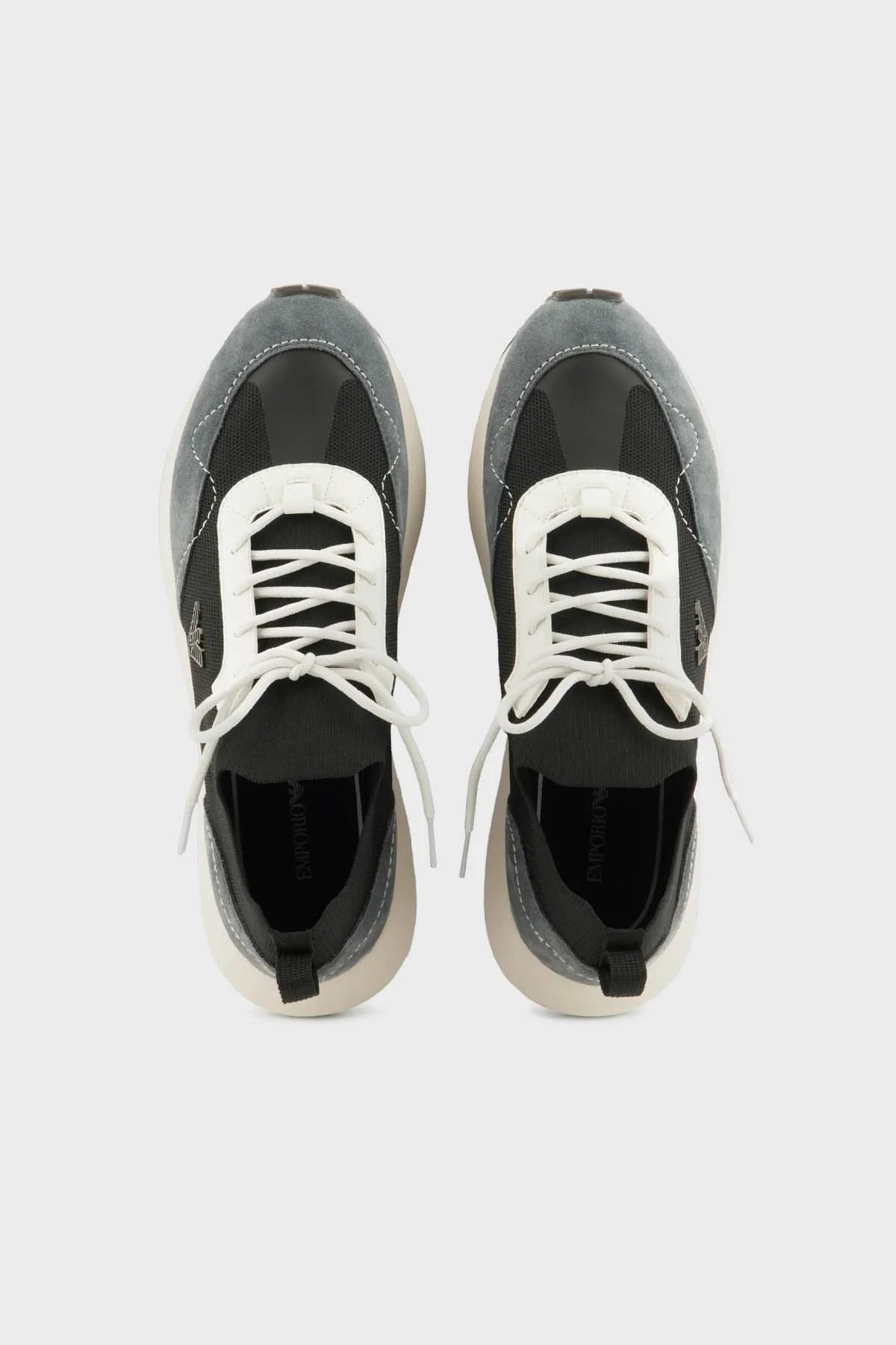 Emporio Armani Logolu Süet Detaylı Sneaker Erkek Ayakkabı X4X659 XR105 T860 SİYAH-HAKİ - 4