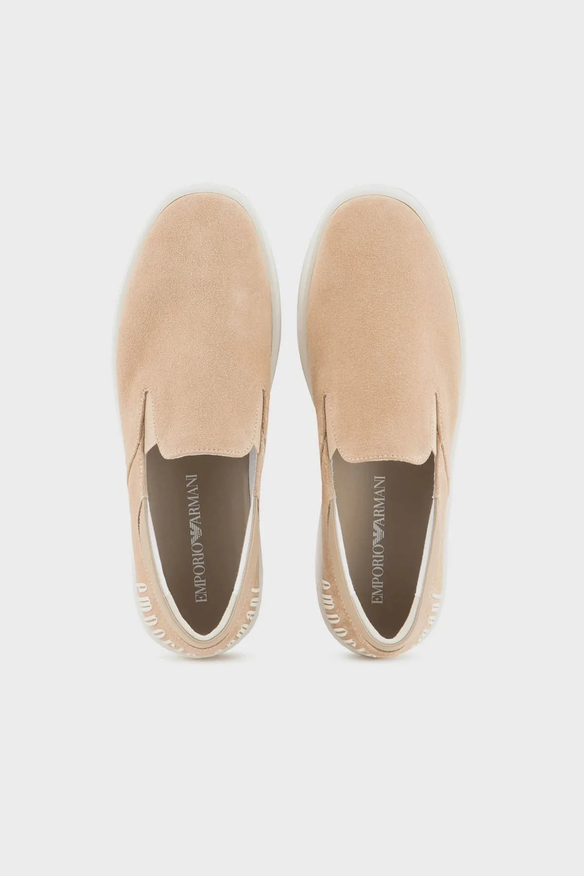 Emporio Armani Logolu Süet Loafer Bayan Ayakkabı X3Y007 XR158 00085 BEJ - 9