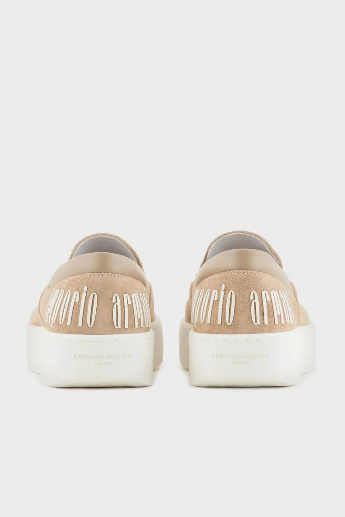 Emporio Armani Logolu Süet Loafer Bayan Ayakkabı X3Y007 XR158 00085 BEJ - 10