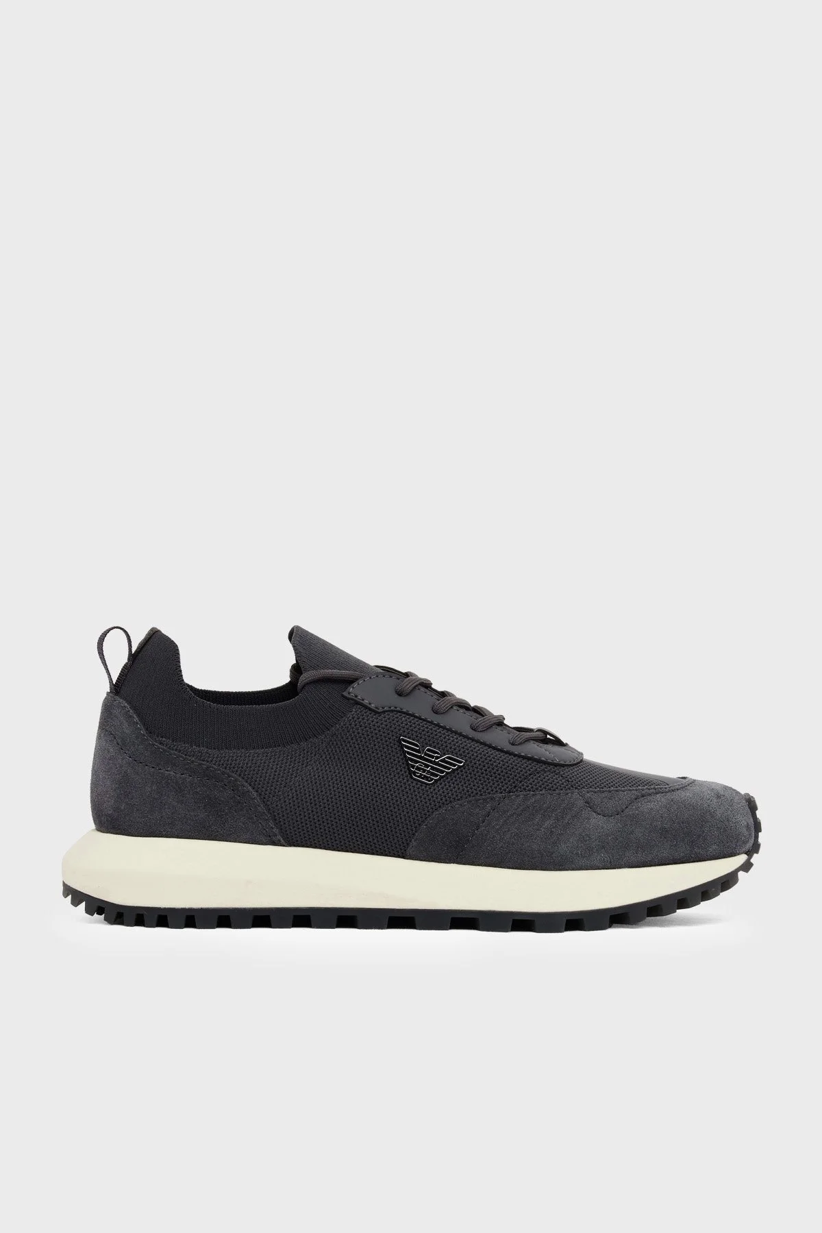 Emporio Armani Logolu Süet Sneaker Erkek Ayakkabı EM003739 AF19724 M8478 Antrasit - 1