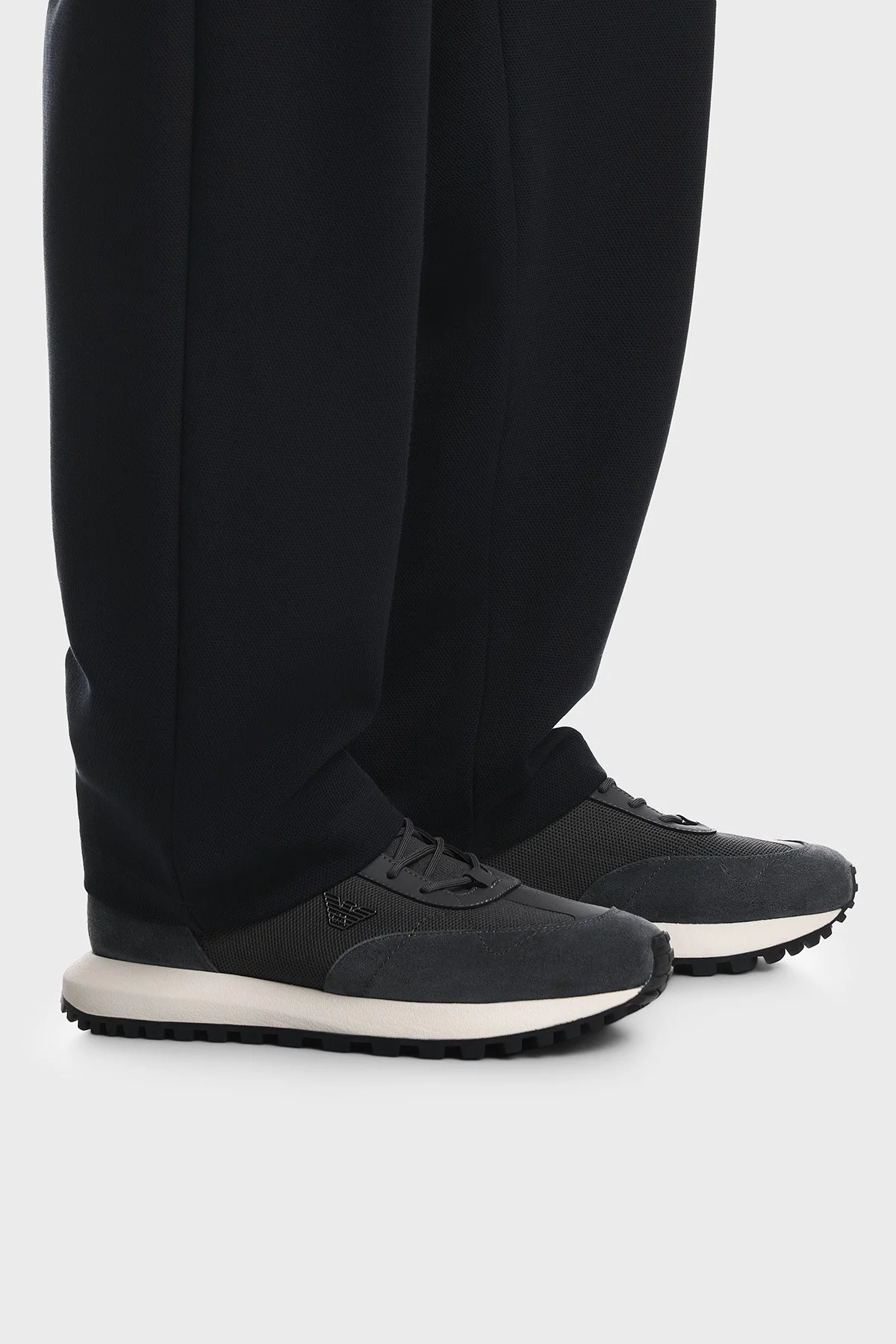 Emporio Armani Logolu Süet Sneaker Erkek Ayakkabı EM003739 AF19724 M8478 Antrasit - 2